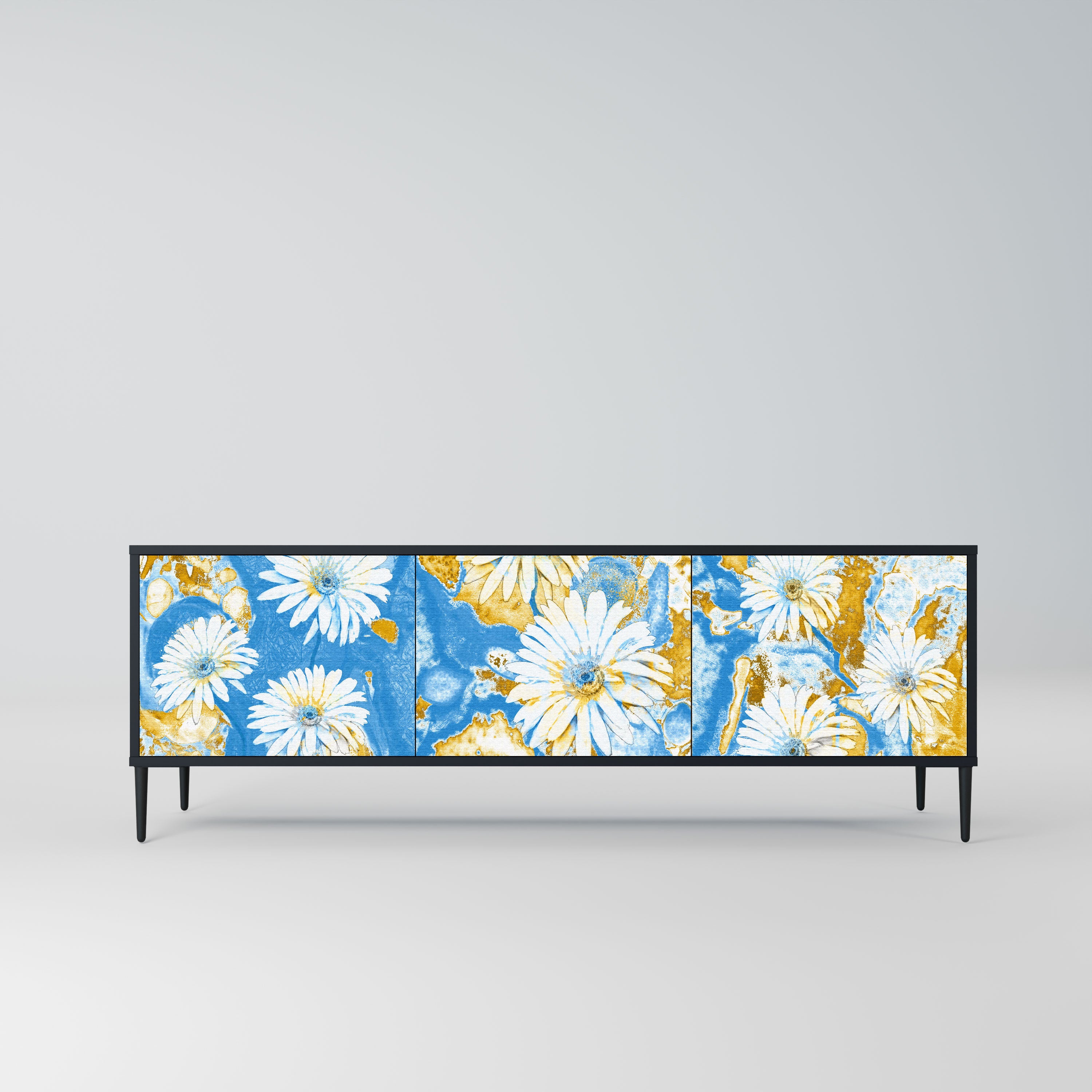 DAISY LUXE Szafka RTV 3-drzwiowa korpus Czarny