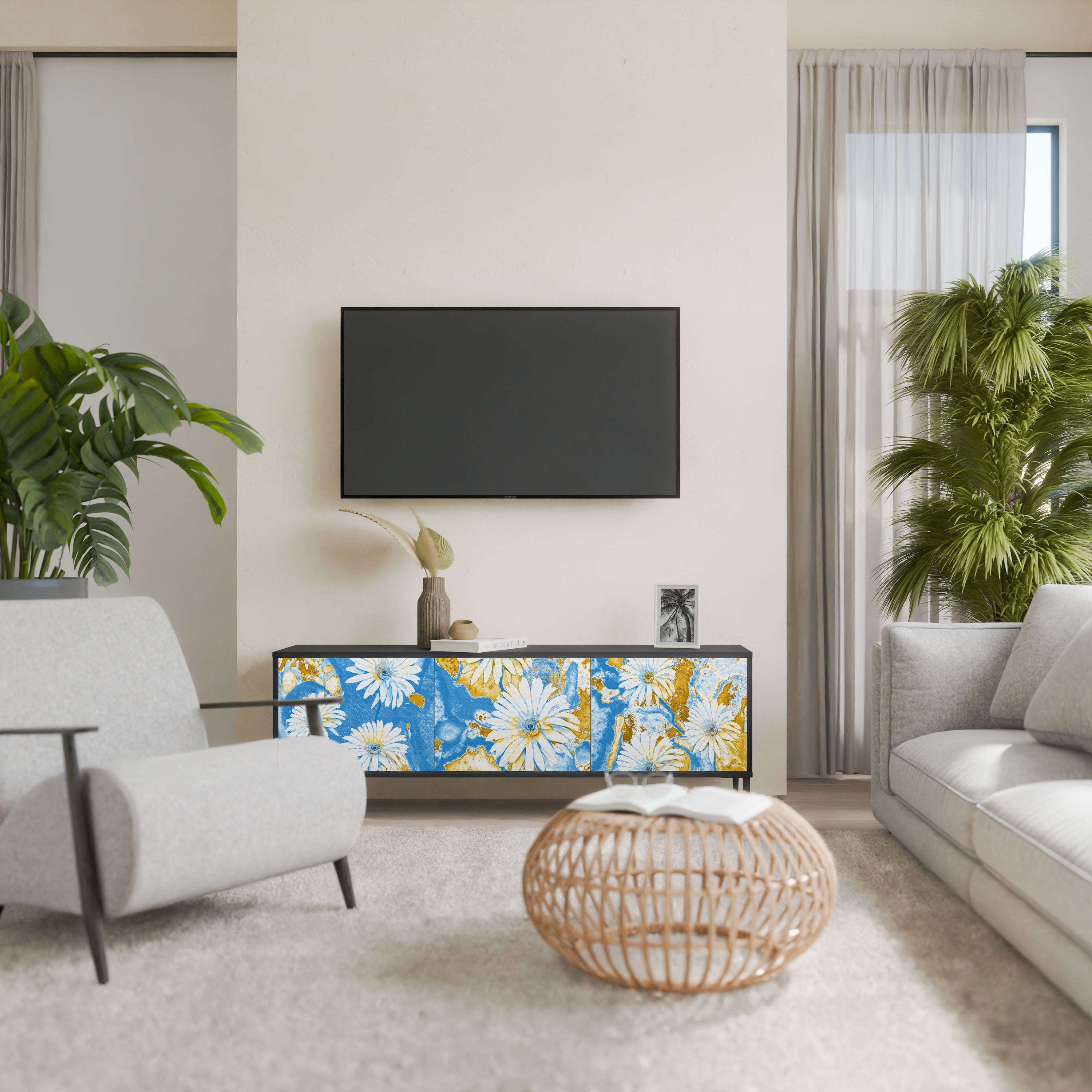 DAISY LUXE Szafka RTV 3-drzwiowa korpus Czarny