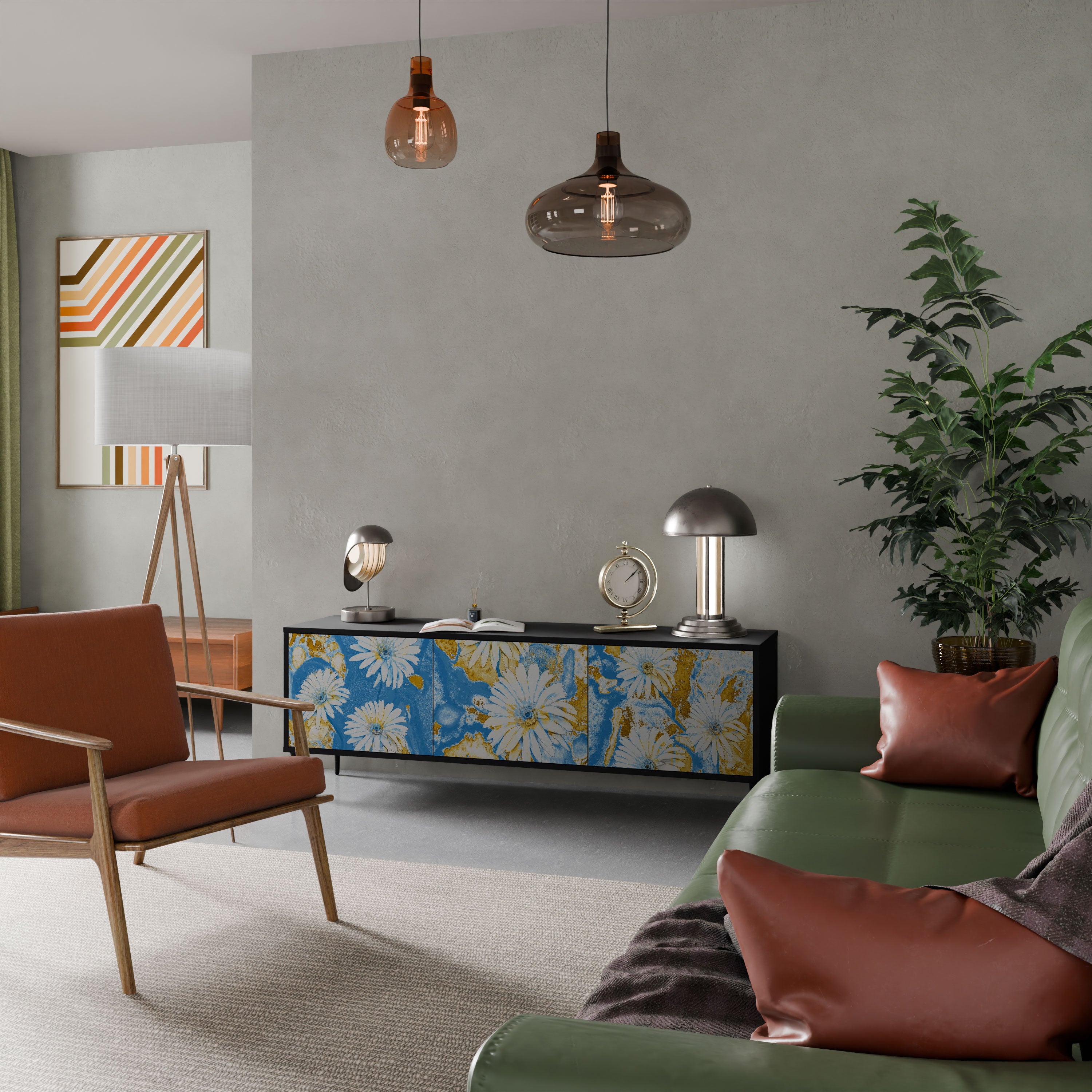 DAISY LUXE Szafka RTV 3-drzwiowa korpus Czarny