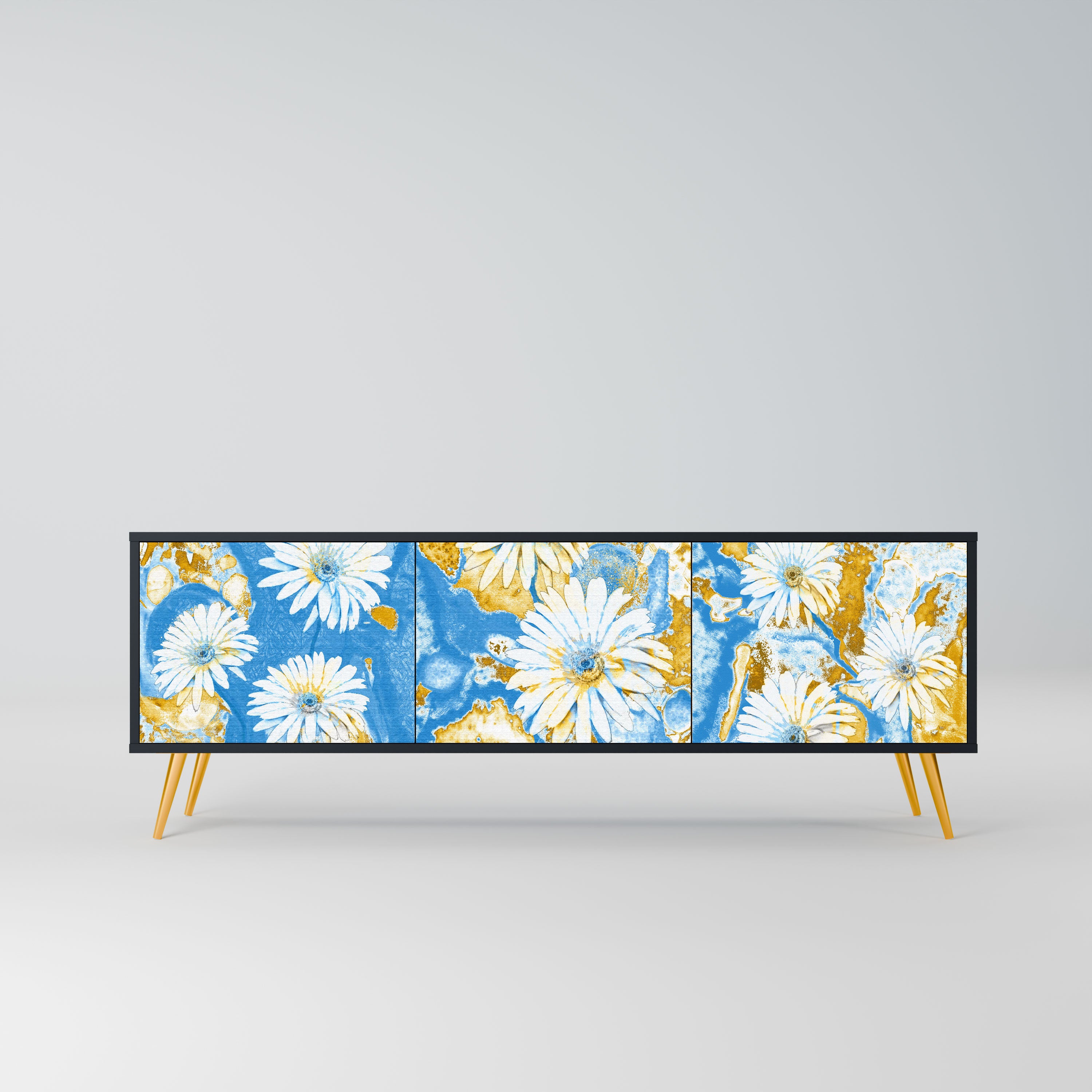 DAISY LUXE Szafka RTV 3-drzwiowa korpus Czarny