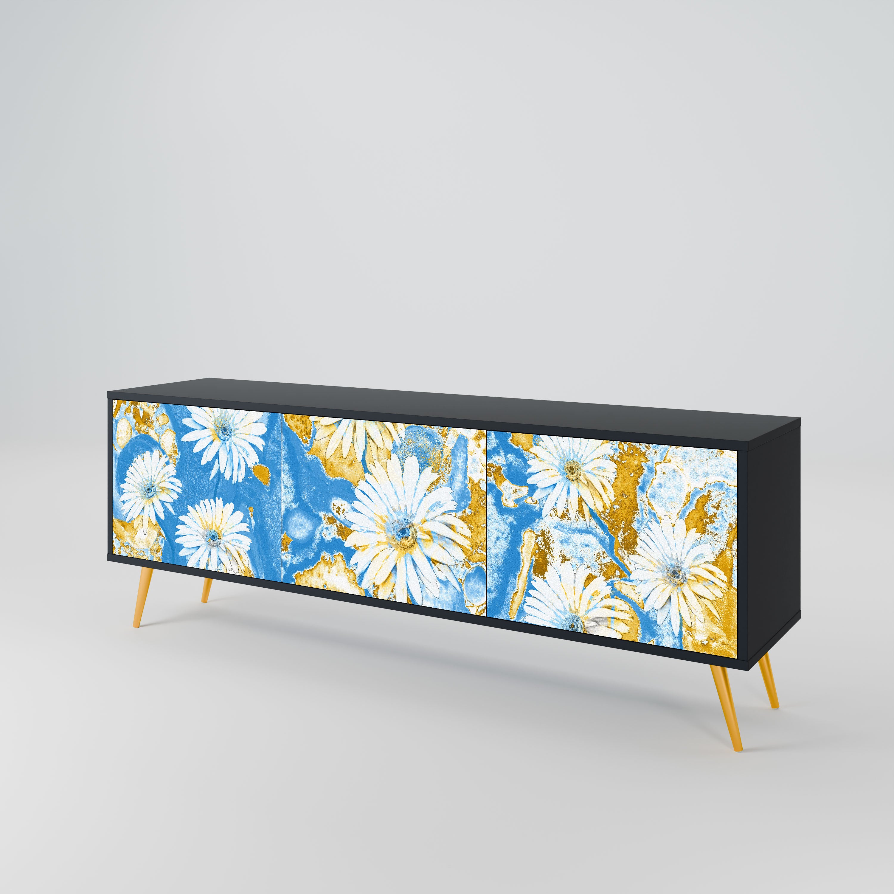 DAISY LUXE Szafka RTV 3-drzwiowa korpus Czarny