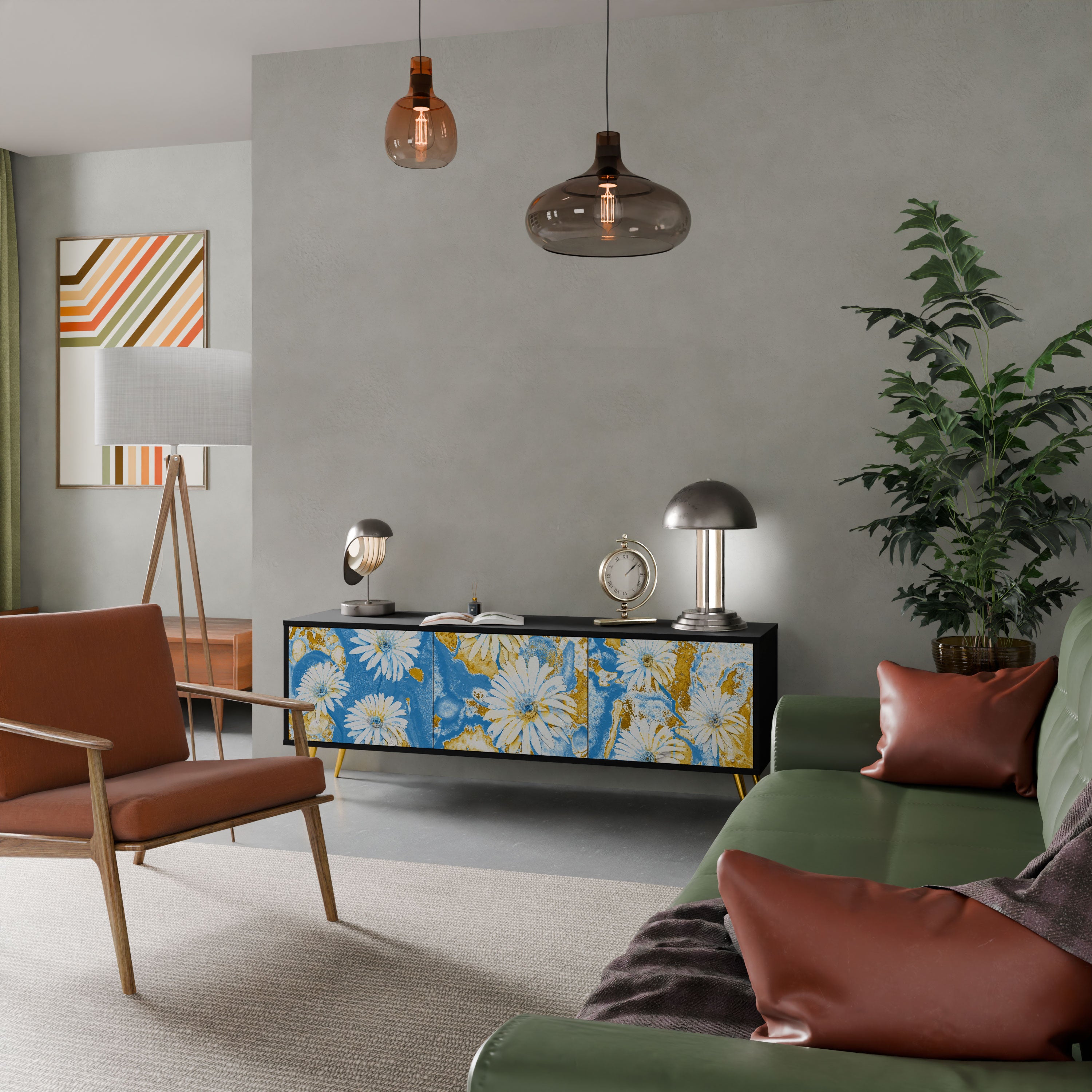 DAISY LUXE Szafka RTV 3-drzwiowa korpus Czarny