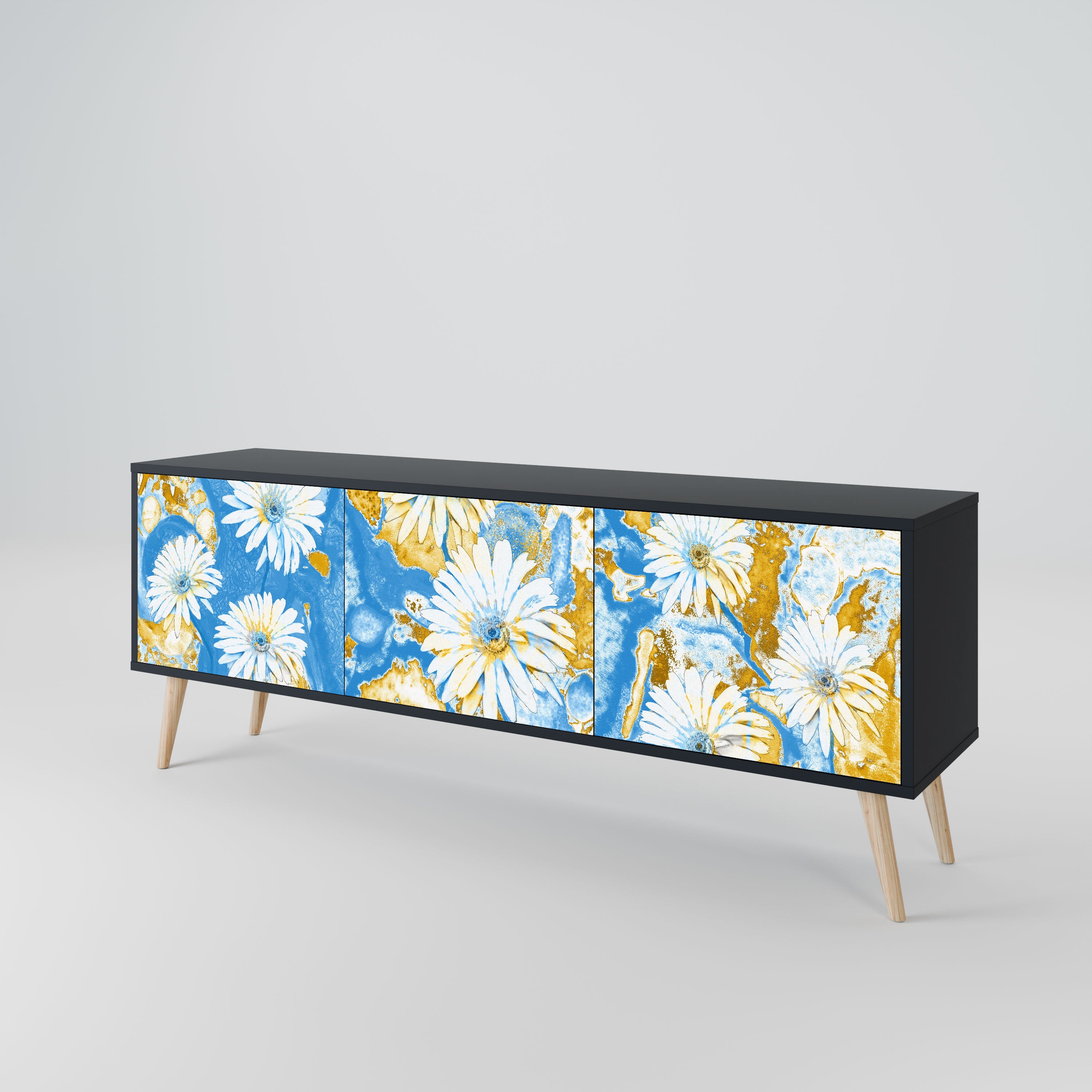 DAISY LUXE Szafka RTV 3-drzwiowa korpus Czarny