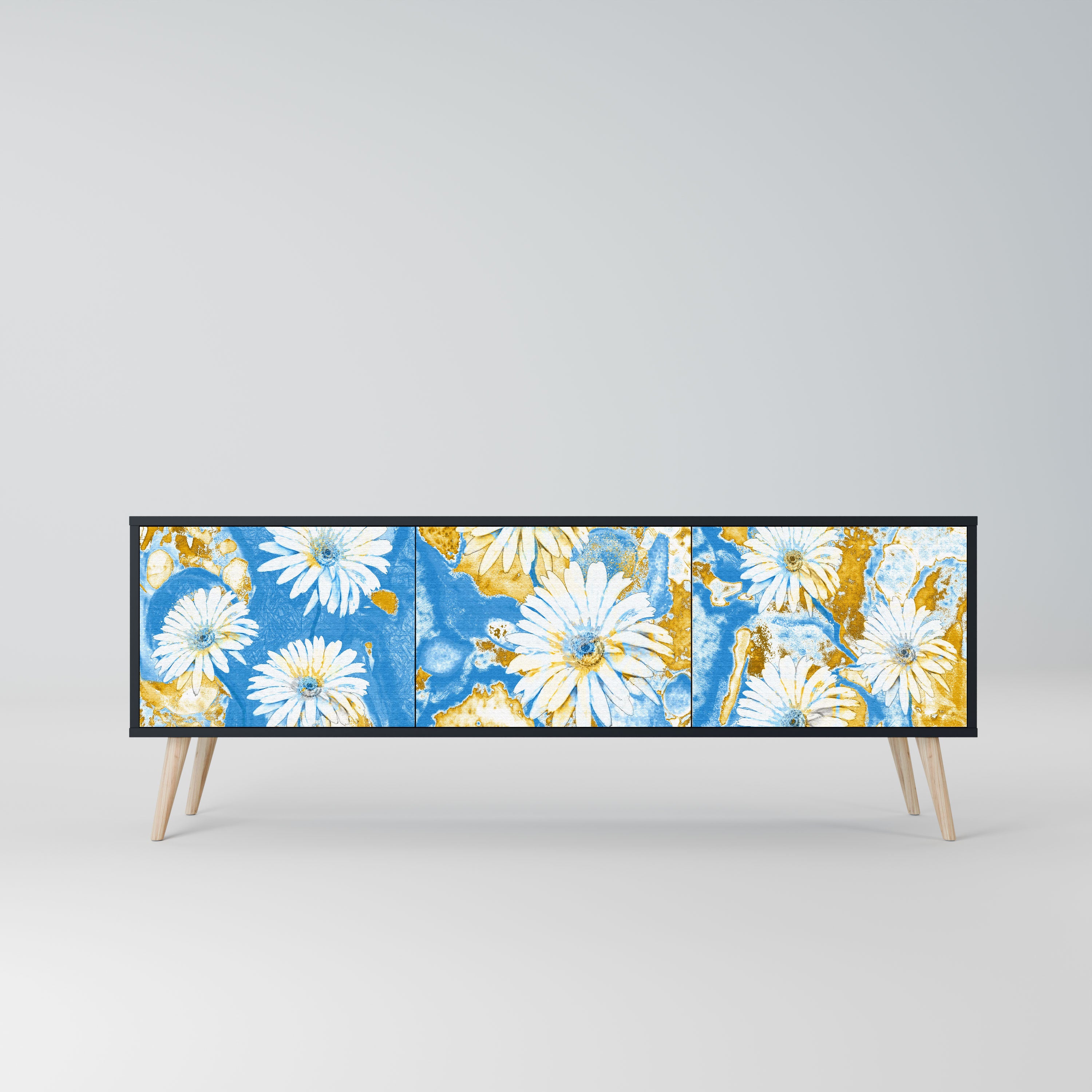 DAISY LUXE Szafka RTV 3-drzwiowa korpus Czarny