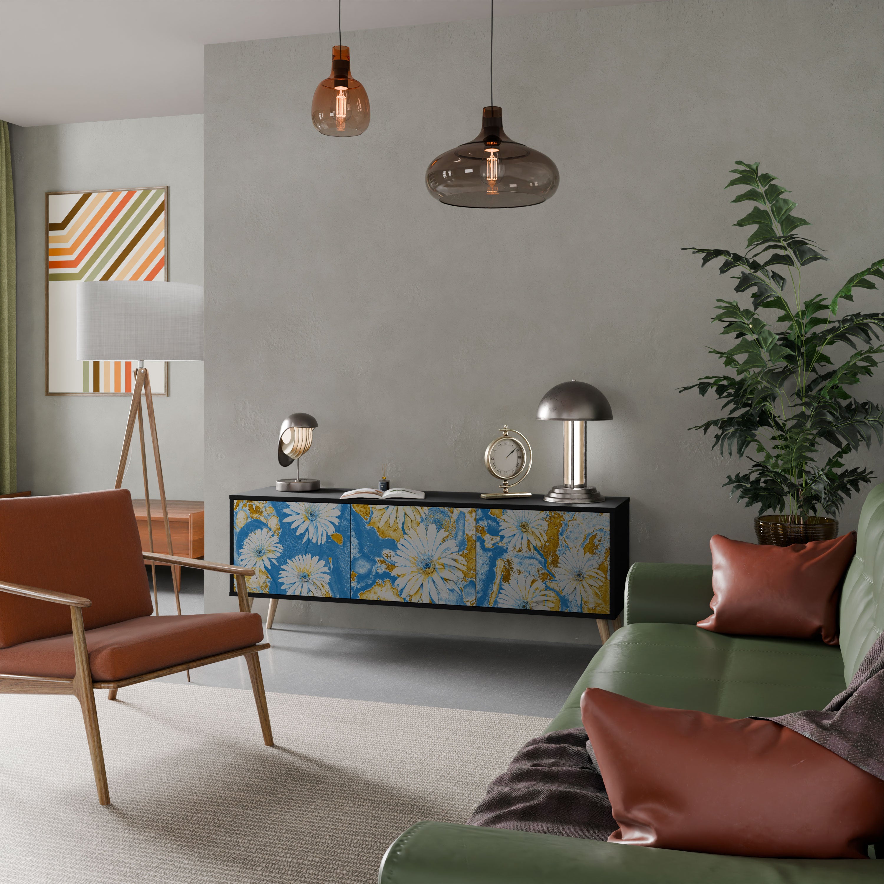 DAISY LUXE Szafka RTV 3-drzwiowa korpus Czarny