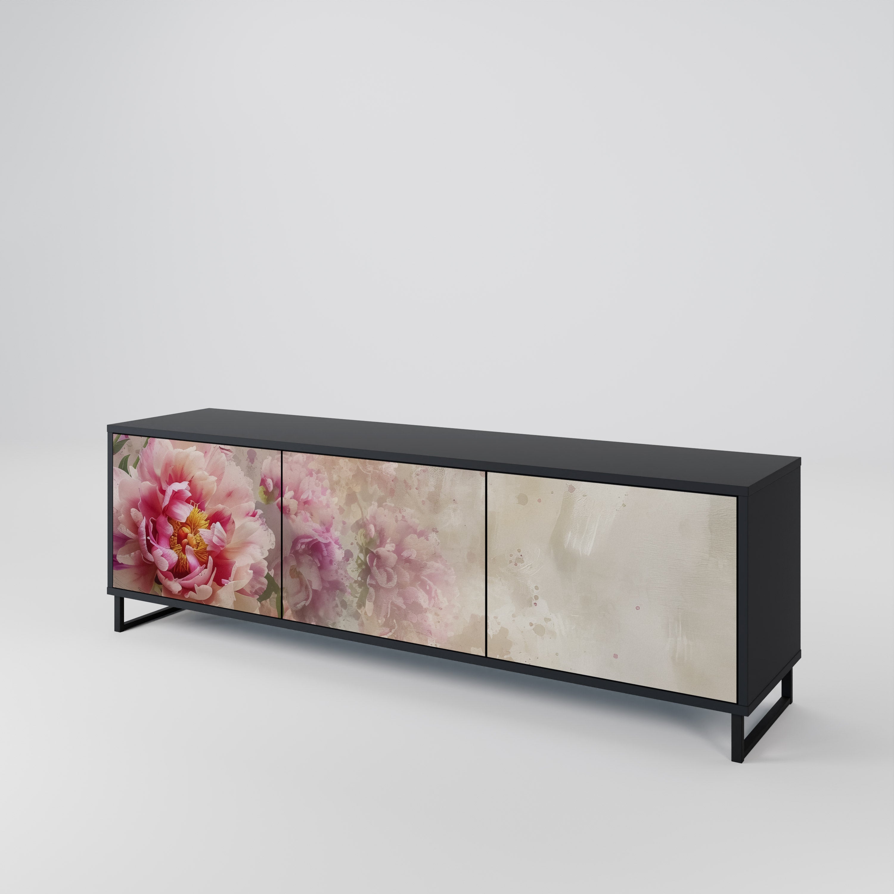 PEONY WHISPER Szafka RTV 3-drzwiowa korpus Czarny