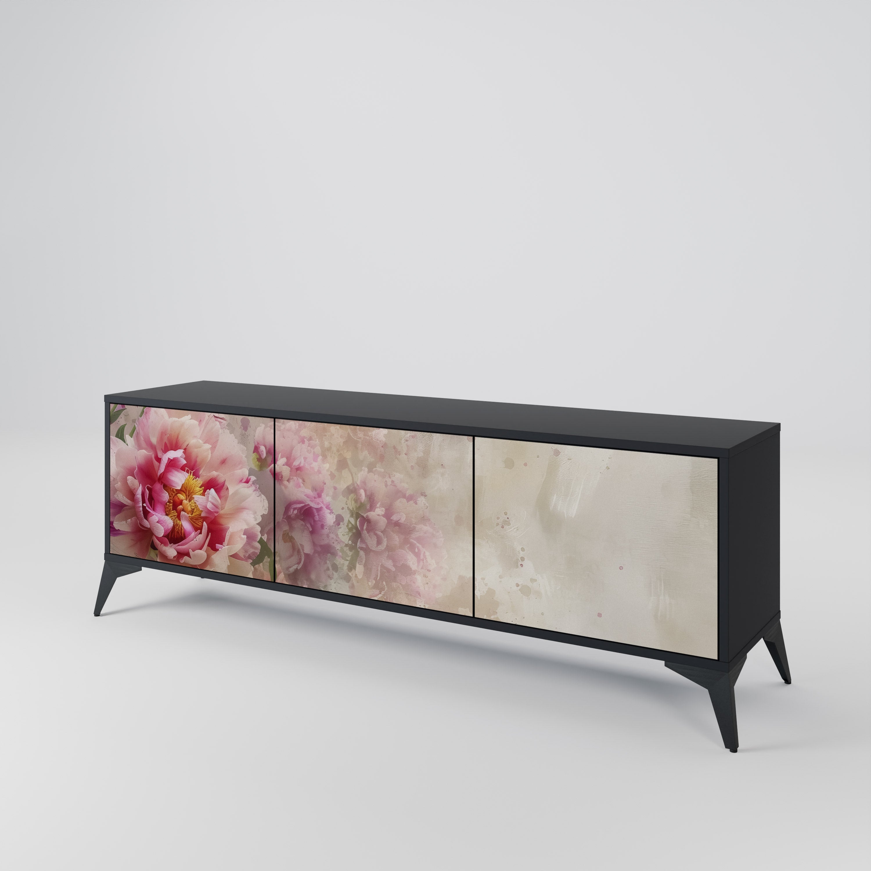 PEONY WHISPER Szafka RTV 3-drzwiowa korpus Czarny