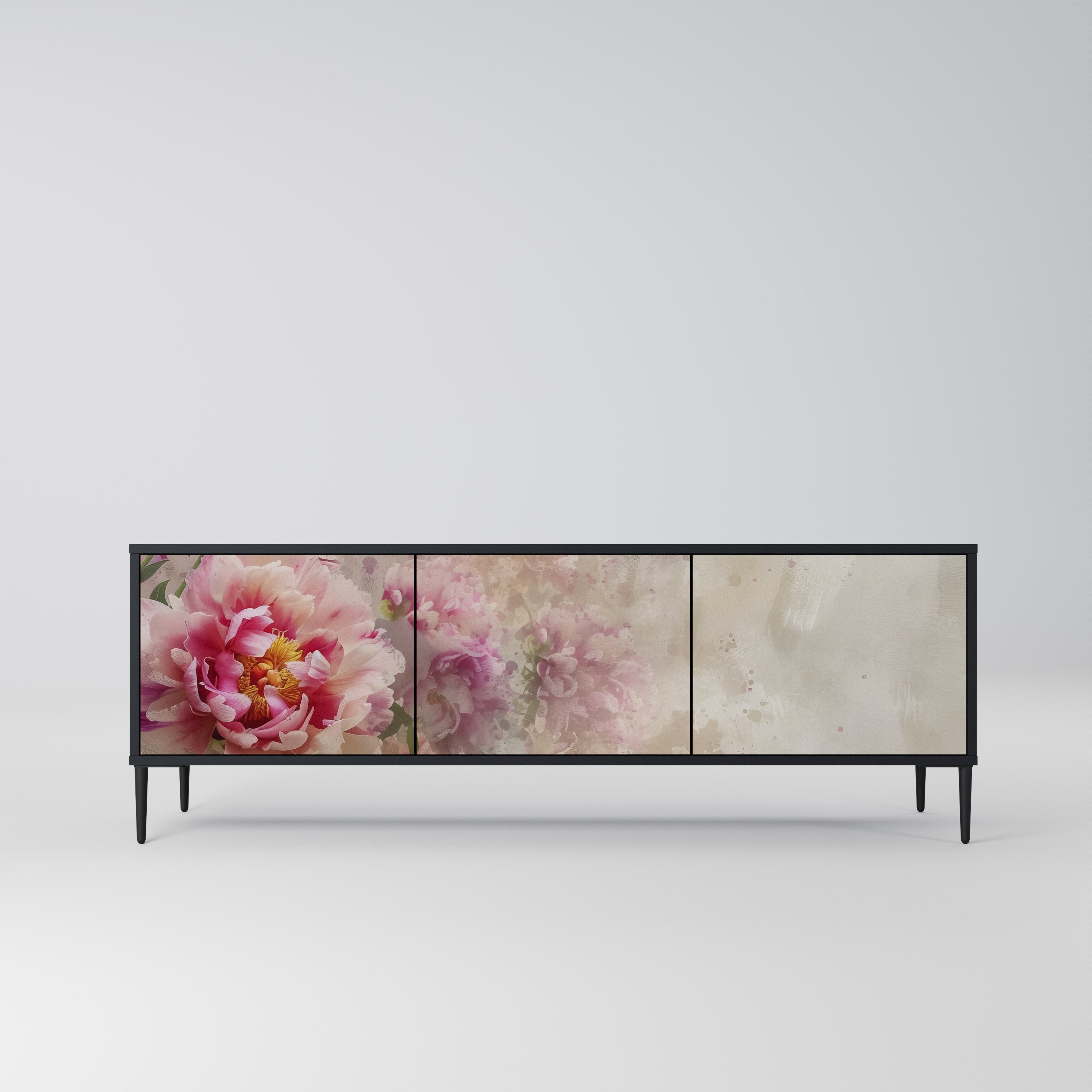 PEONY WHISPER Szafka RTV 3-drzwiowa korpus Czarny