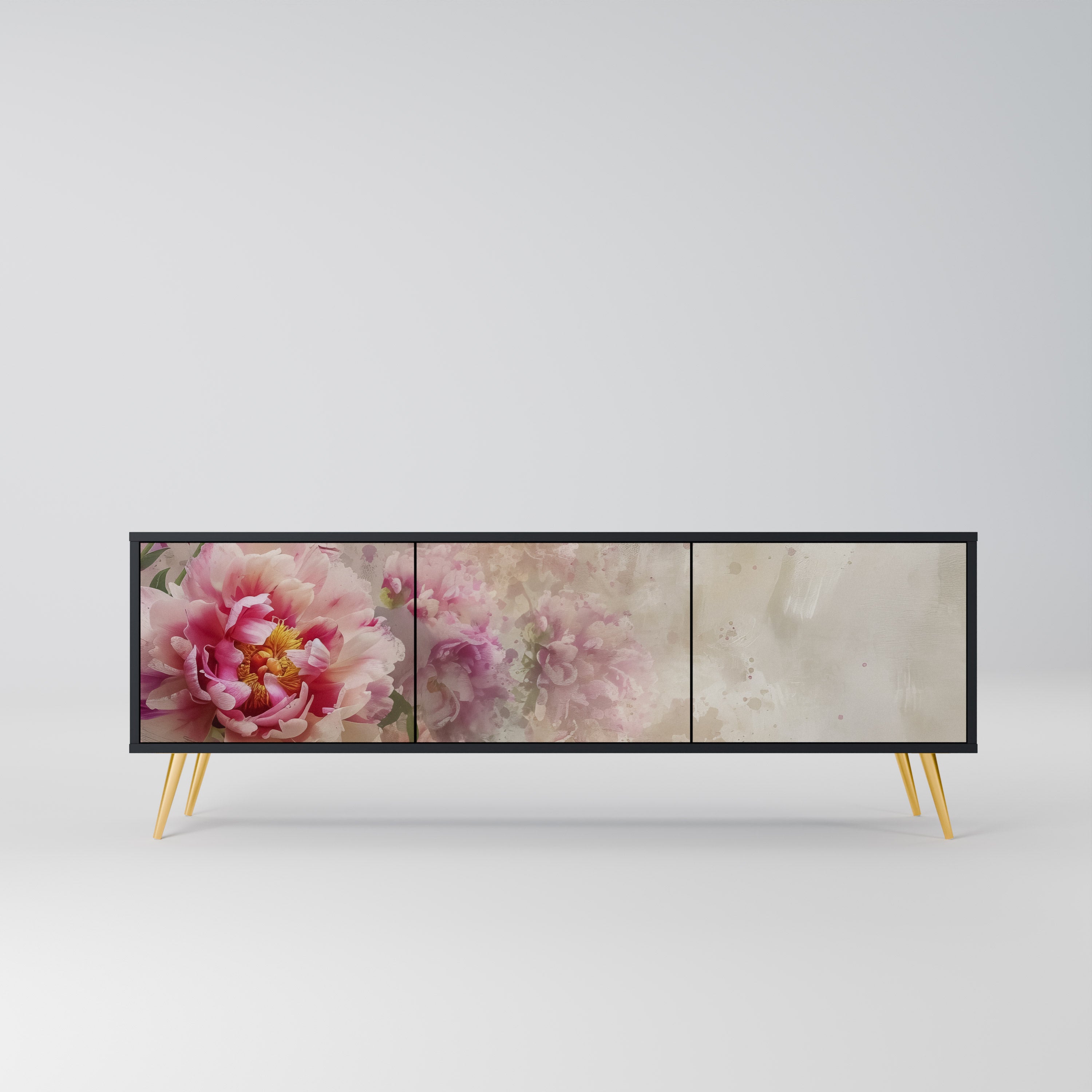 PEONY WHISPER Szafka RTV 3-drzwiowa korpus Czarny