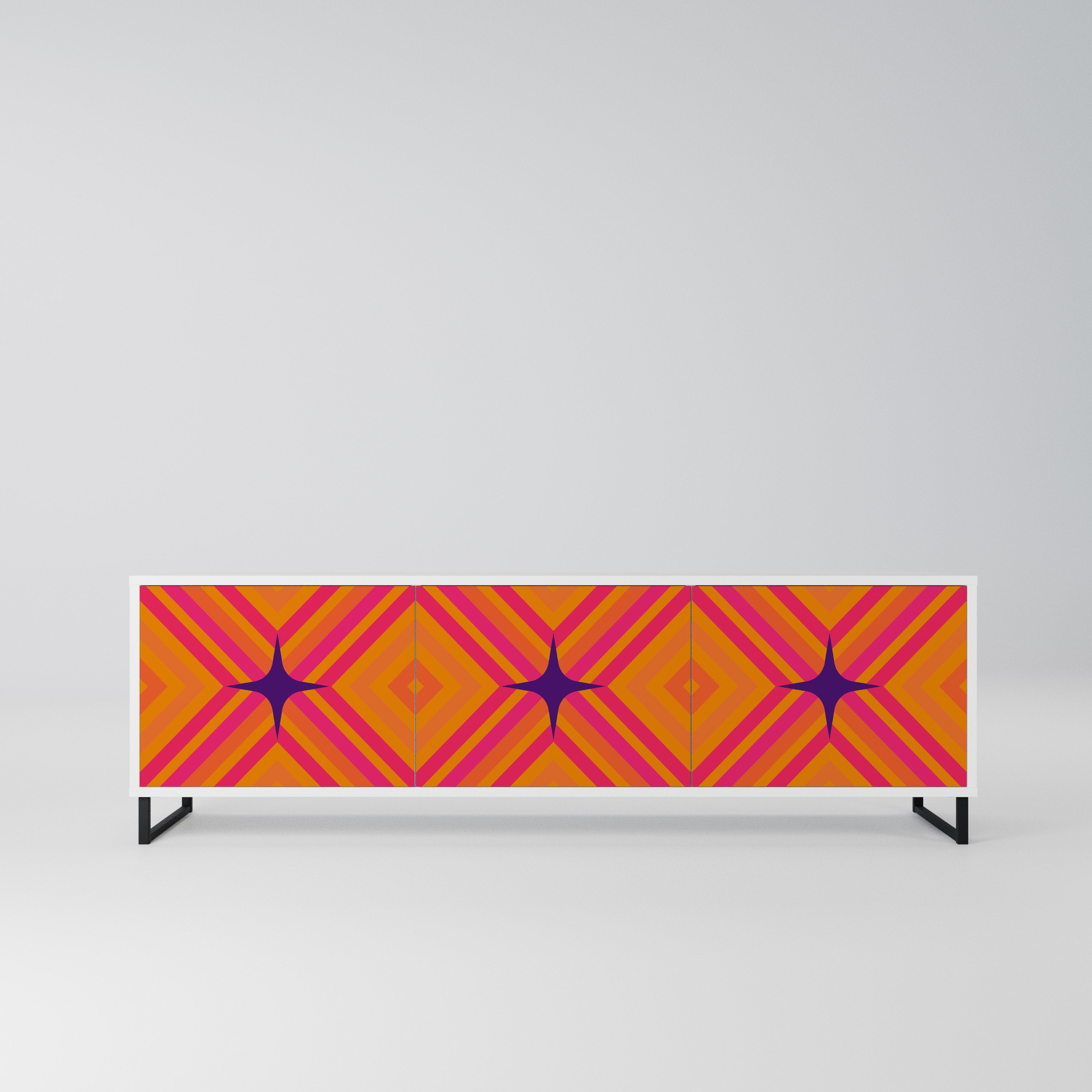 GEOMETRIC BRILLIANCE Szafka RTV 3-drzwiowa korpus Biały