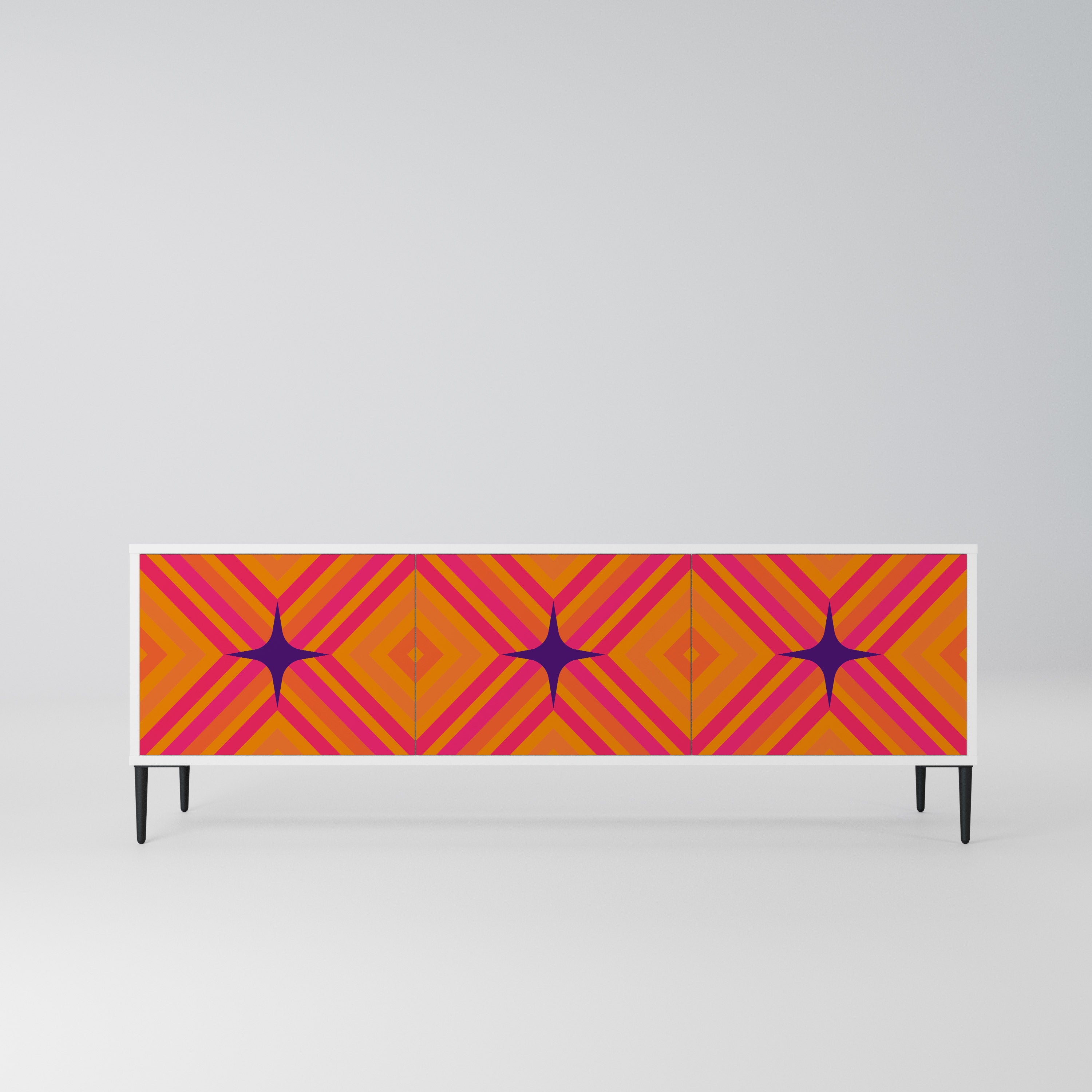 GEOMETRIC BRILLIANCE Szafka RTV 3-drzwiowa korpus Biały