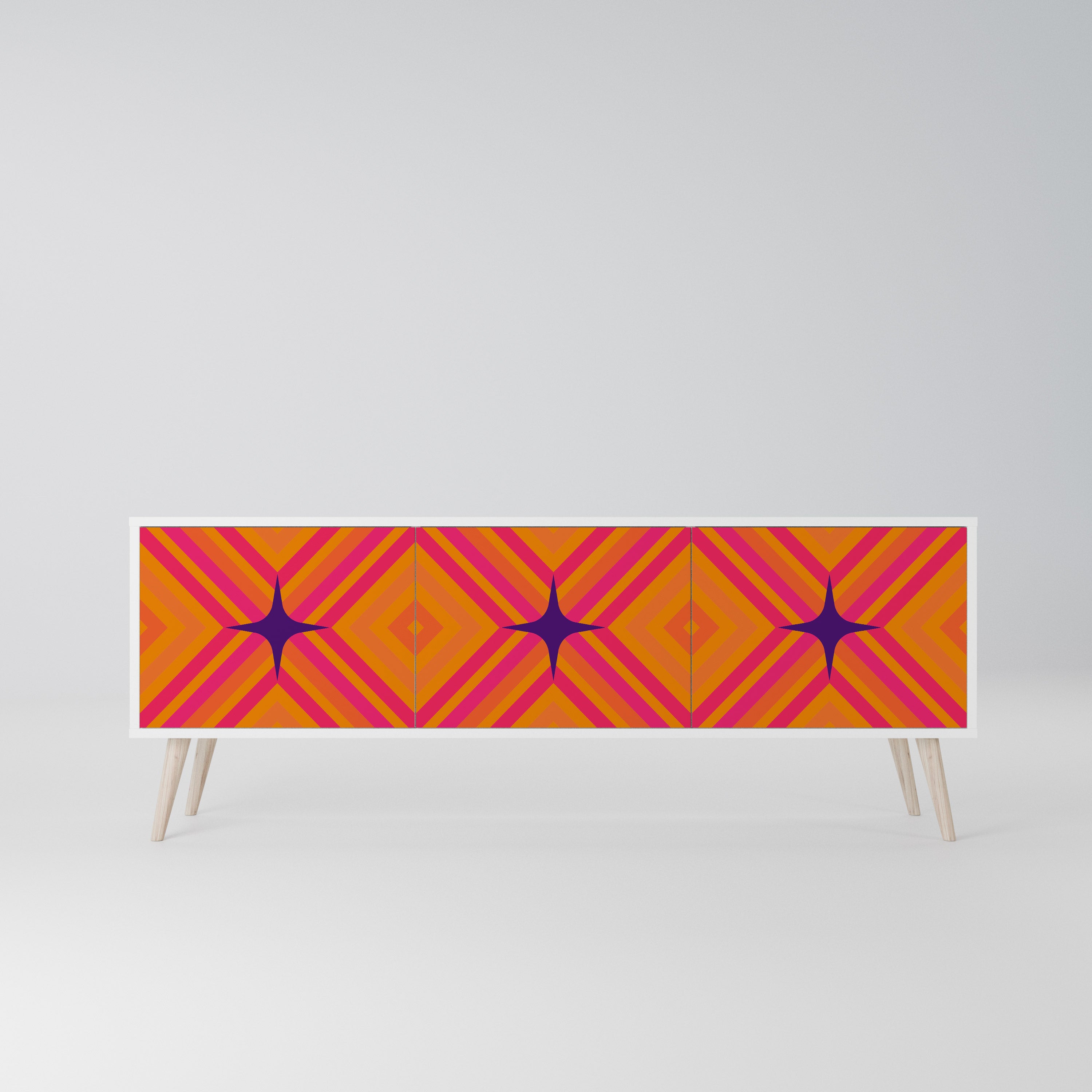 GEOMETRIC BRILLIANCE Szafka RTV 3-drzwiowa korpus Biały