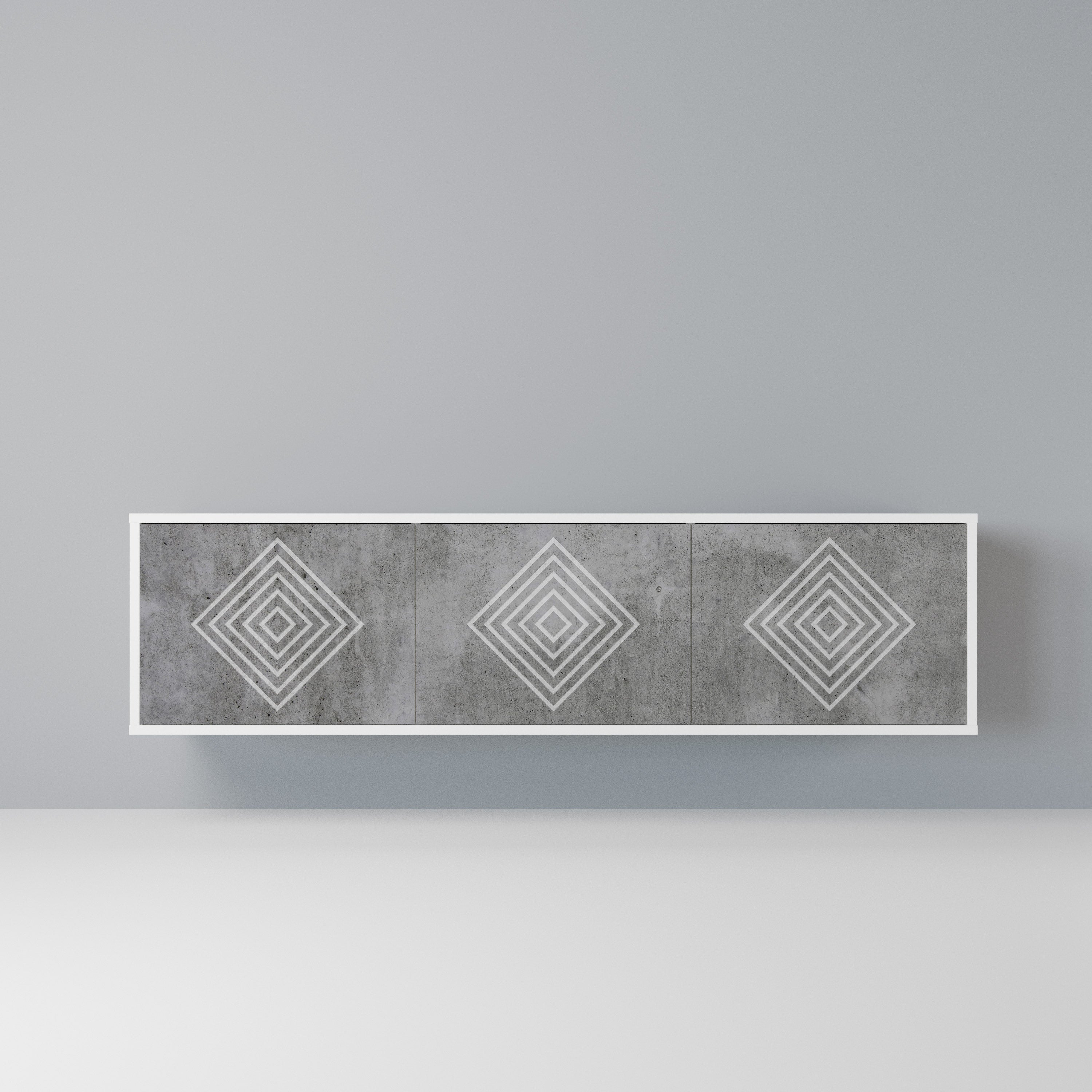 POLYGONAL ARTISTRY Szafka RTV 3-drzwiowa korpus Biały