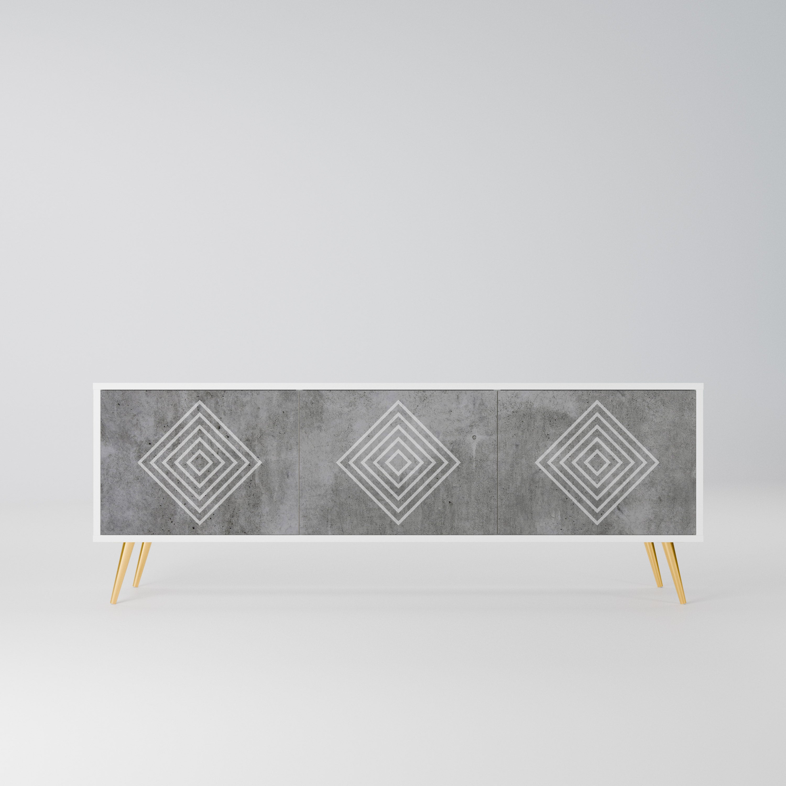 POLYGONAL ARTISTRY Szafka RTV 3-drzwiowa korpus Biały