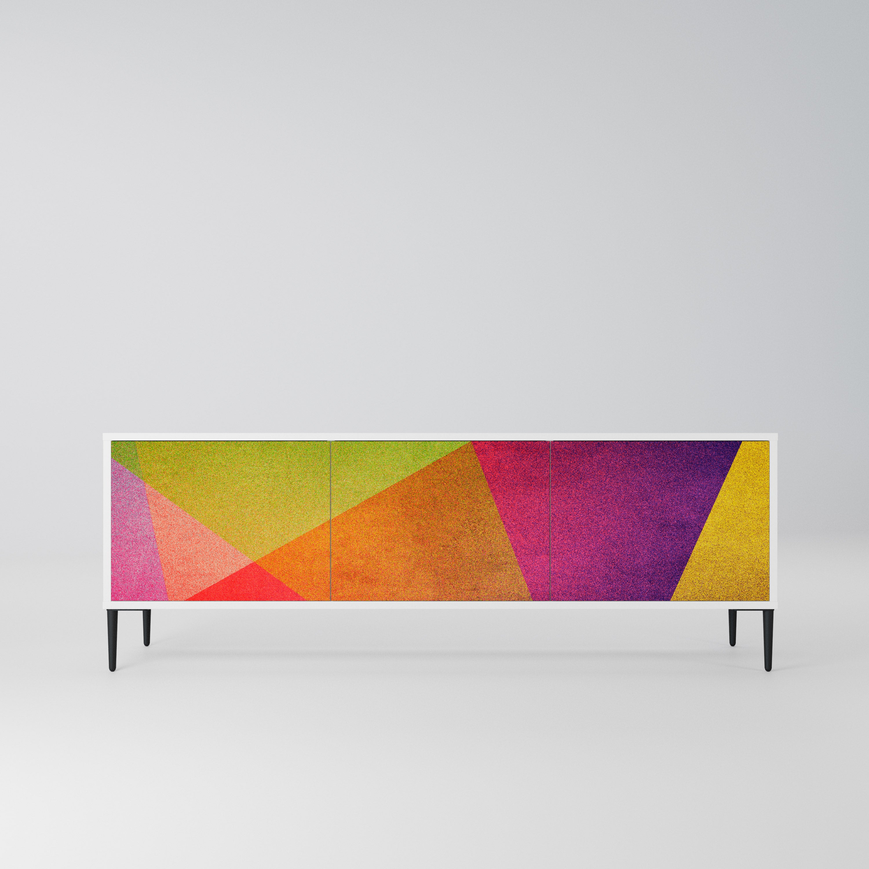 VIVID GEOMETRY Szafka RTV 3-drzwiowa korpus Biały