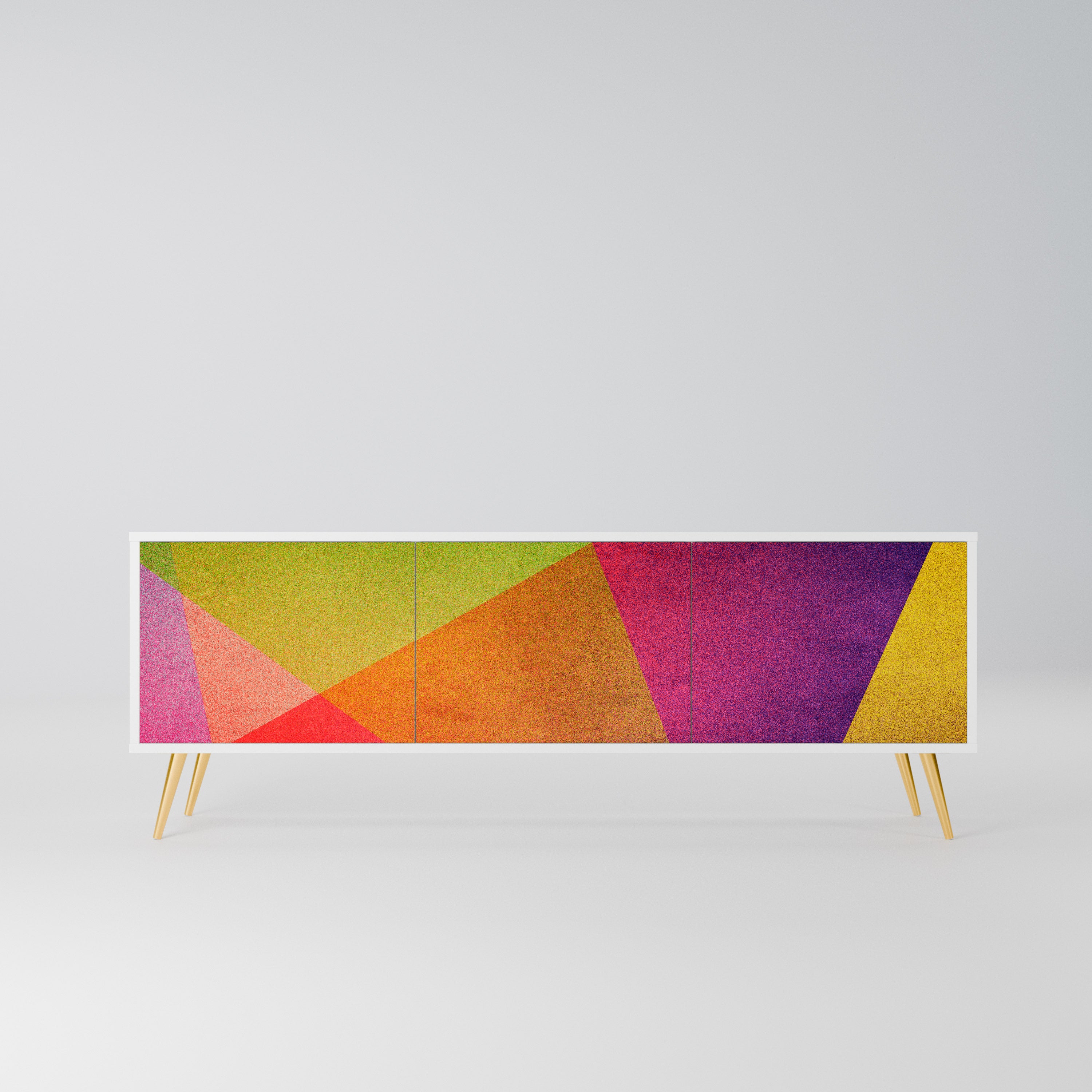 VIVID GEOMETRY Szafka RTV 3-drzwiowa korpus Biały