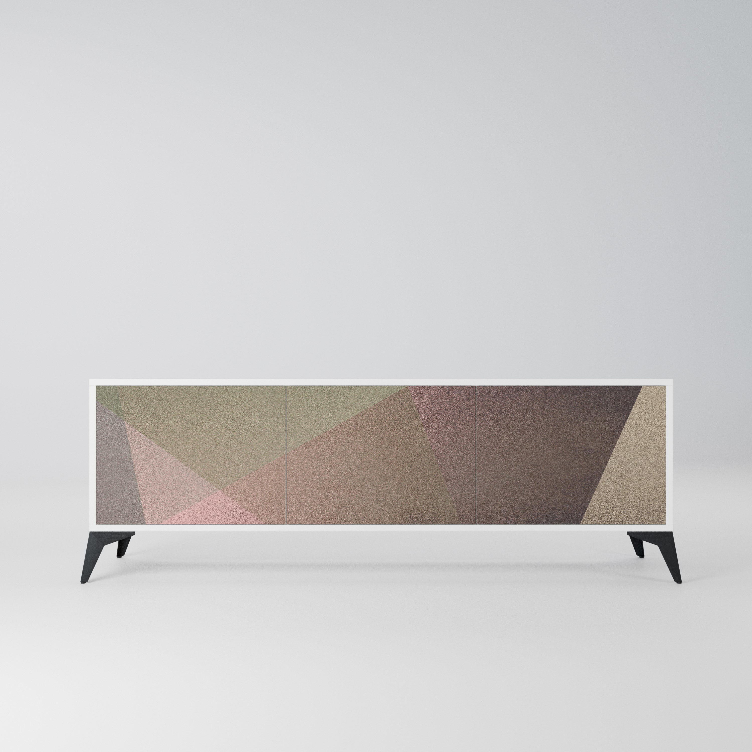 BEIGE GEOMETRY Szafka RTV 3-drzwiowa korpus Biały