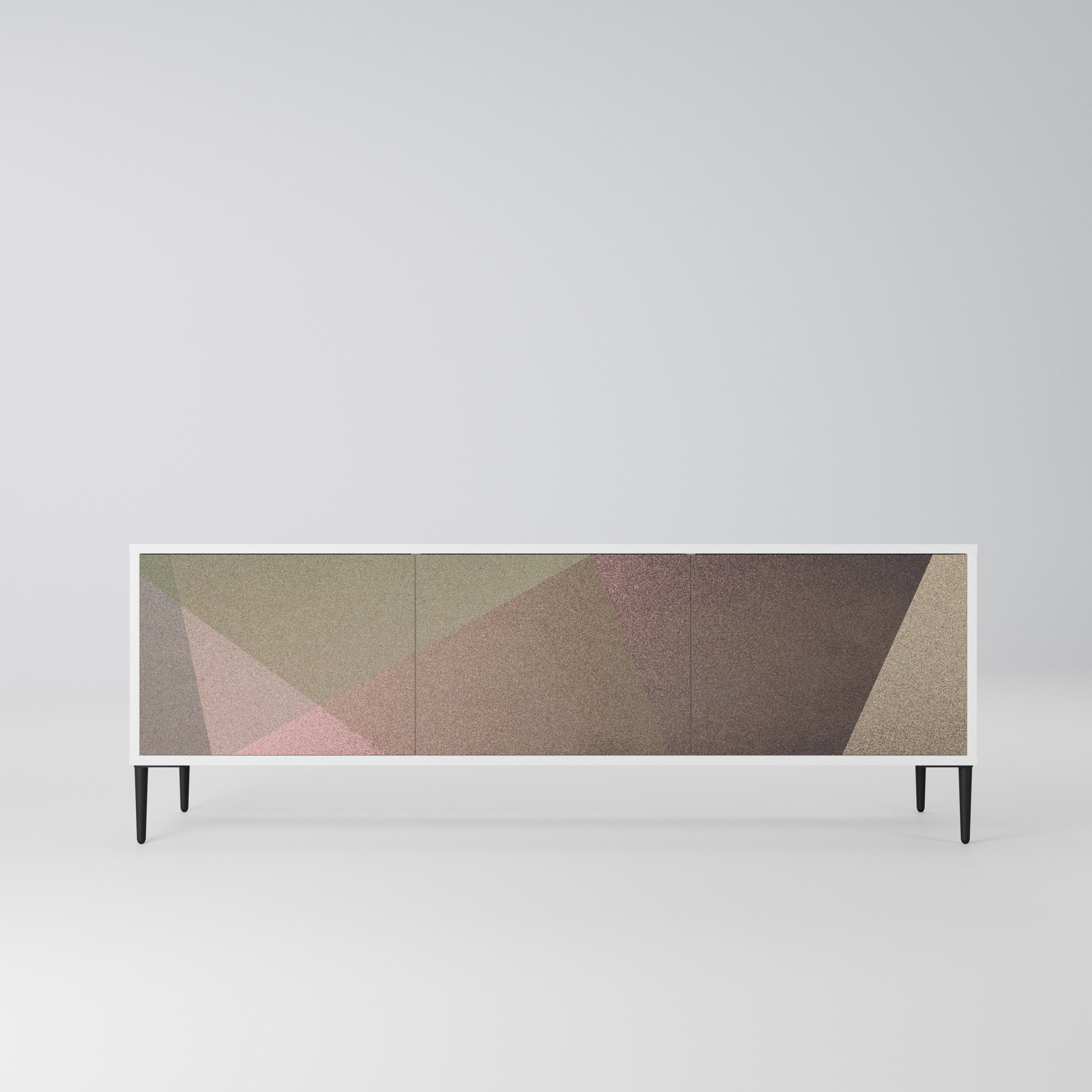 BEIGE GEOMETRY Szafka RTV 3-drzwiowa korpus Biały