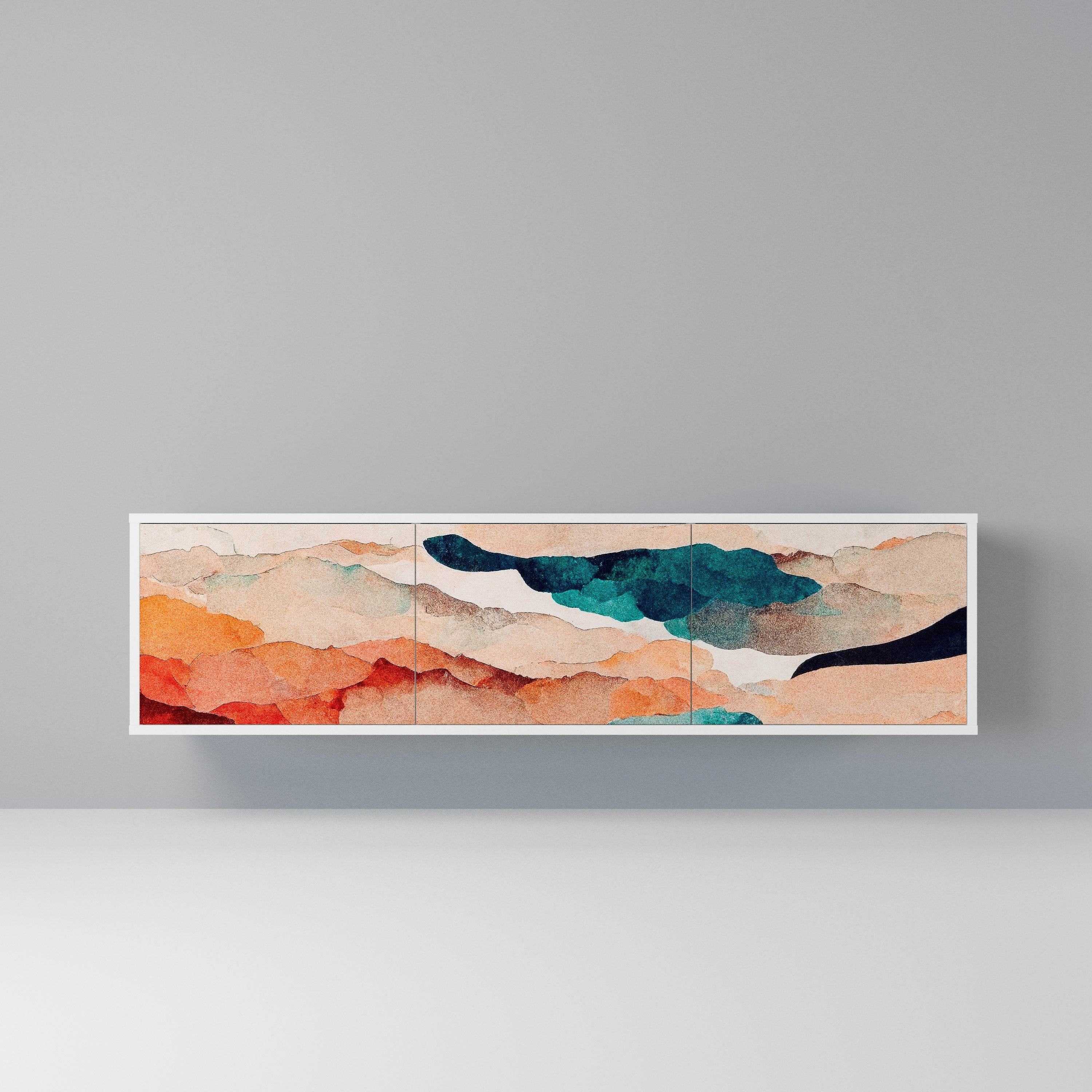 ABSTRACT LANDSCAPE Szafka RTV 3-drzwiowa korpus Biały