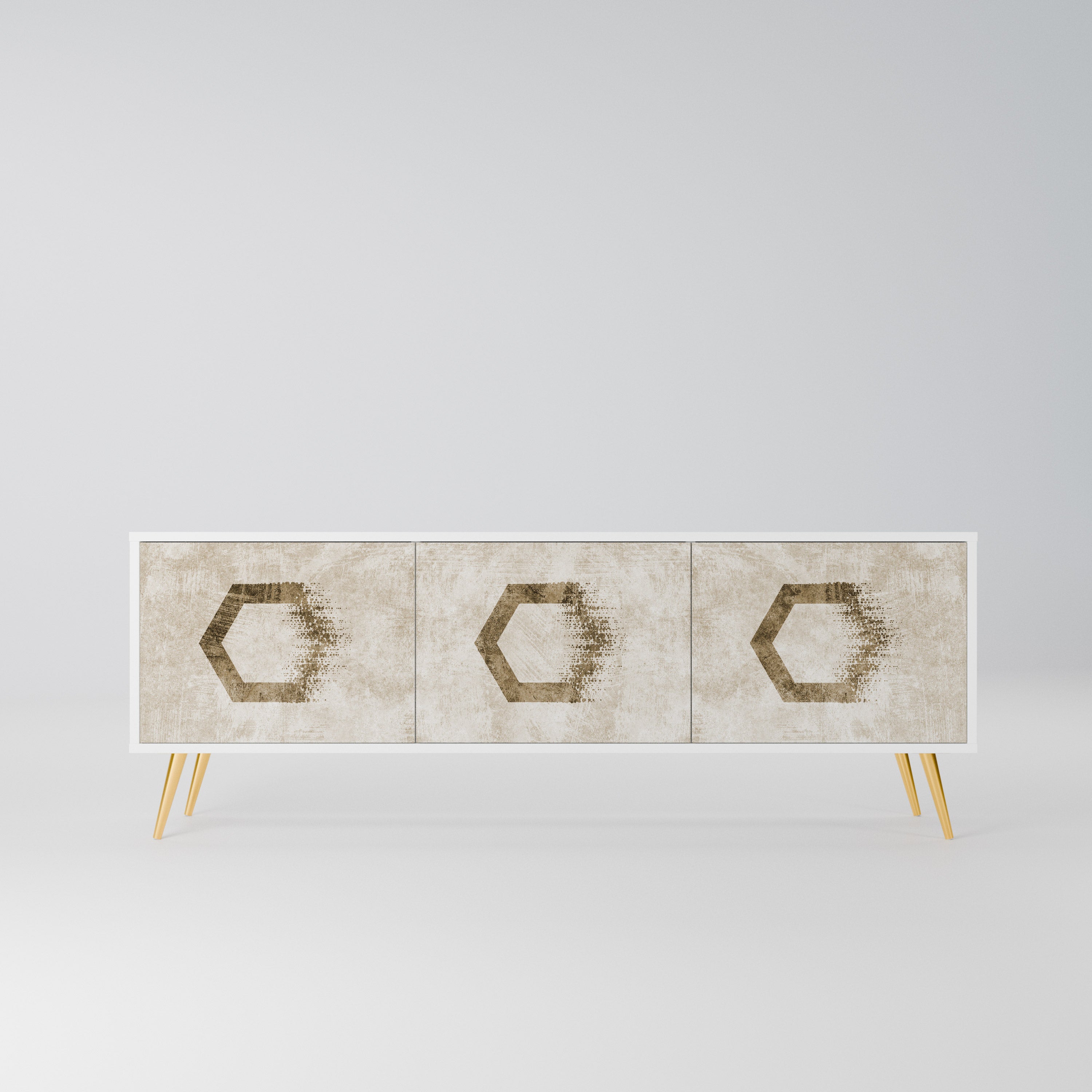 HEXAGONAL SHAPES Szafka RTV 3-drzwiowa korpus Biały