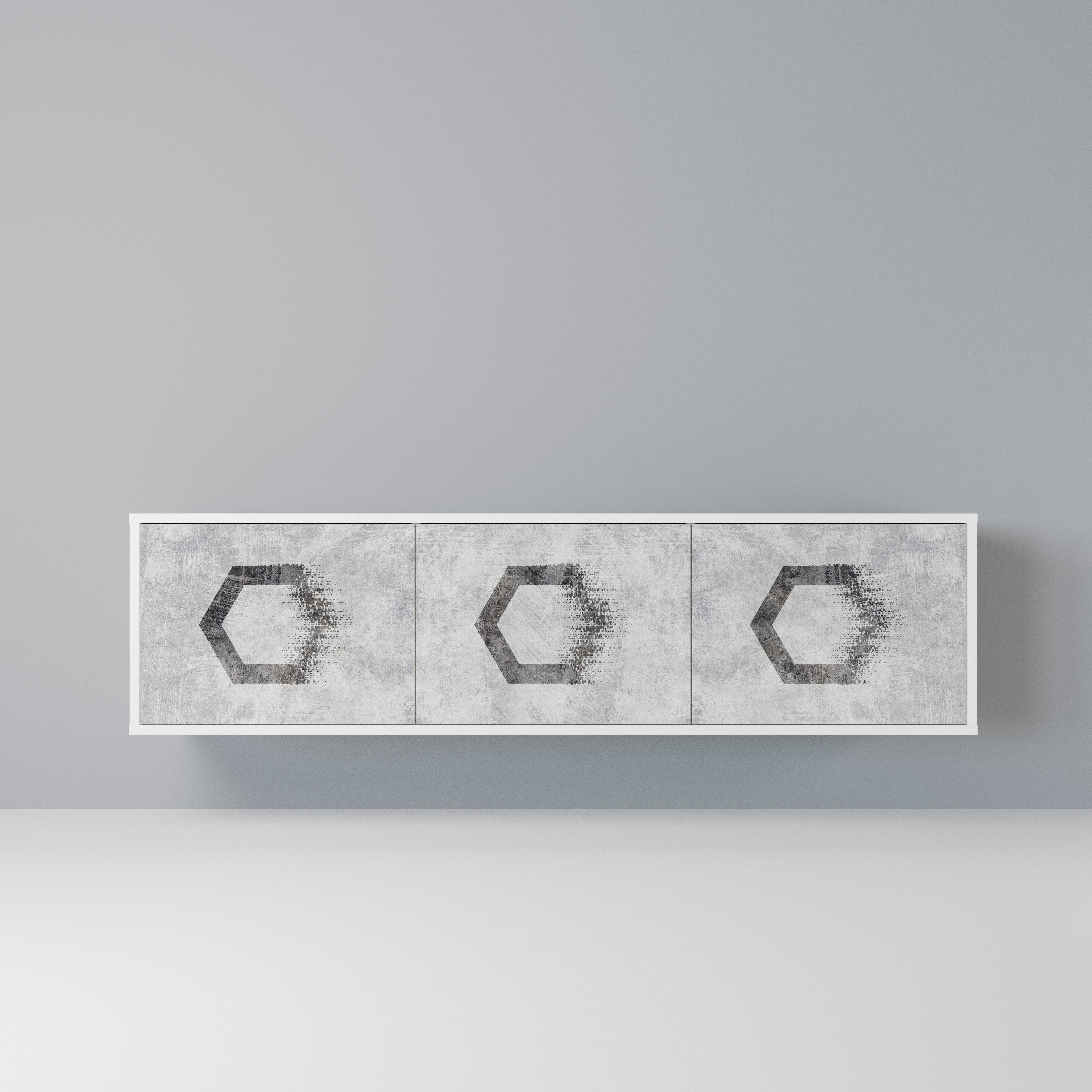 HEXAGONAL FIGURES Szafka RTV 3-drzwiowa korpus Biały