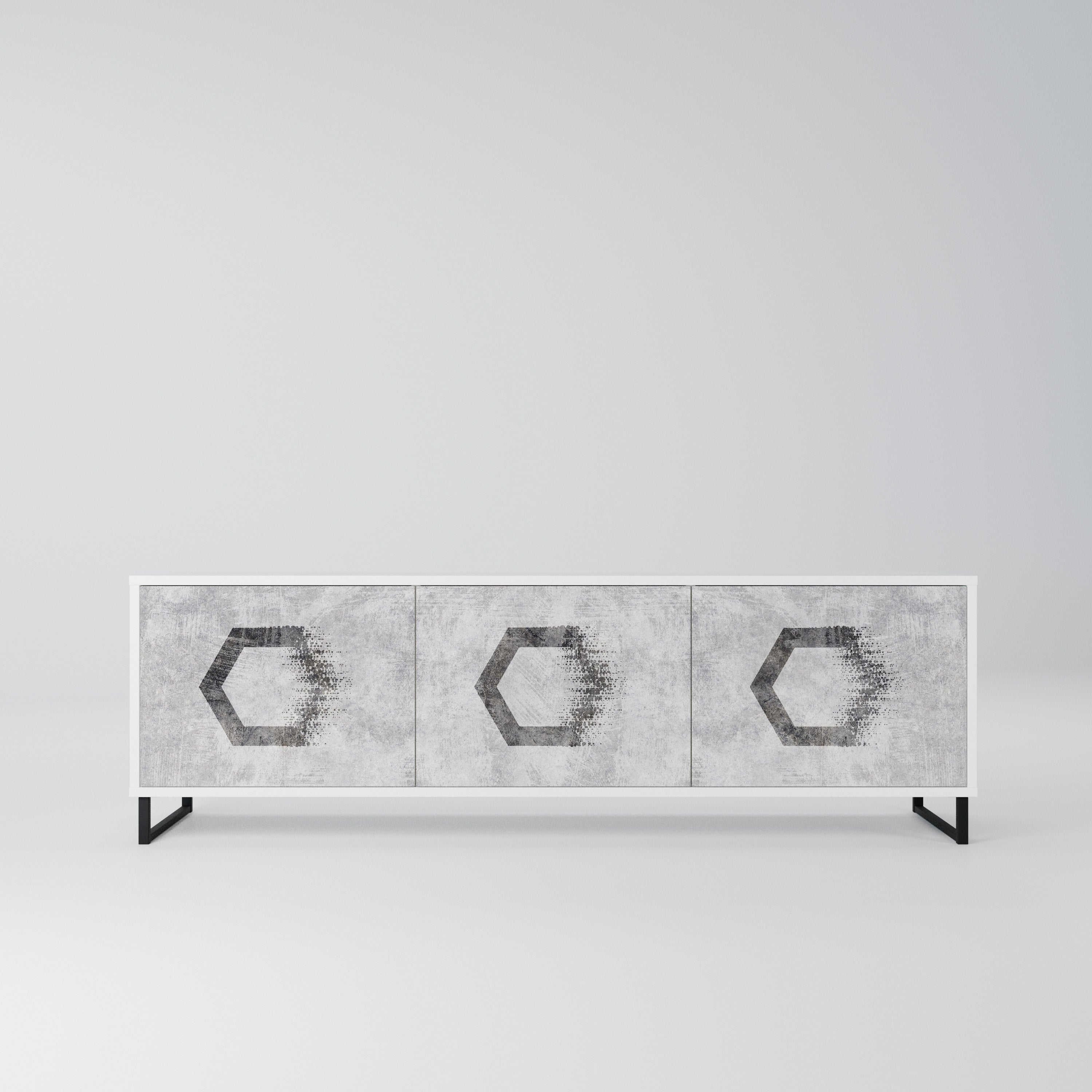 HEXAGONAL FIGURES Szafka RTV 3-drzwiowa korpus Biały