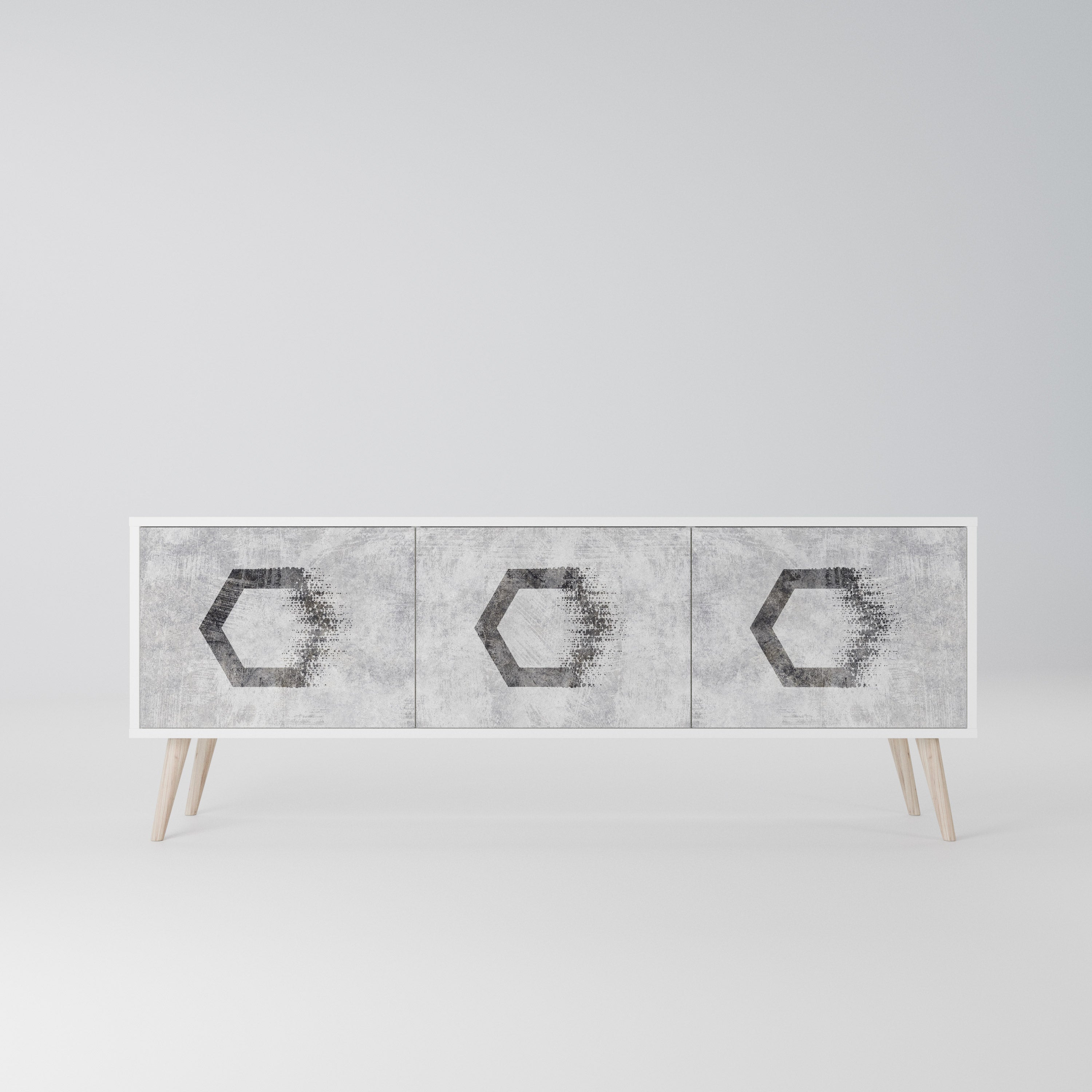 HEXAGONAL FIGURES Szafka RTV 3-drzwiowa korpus Biały