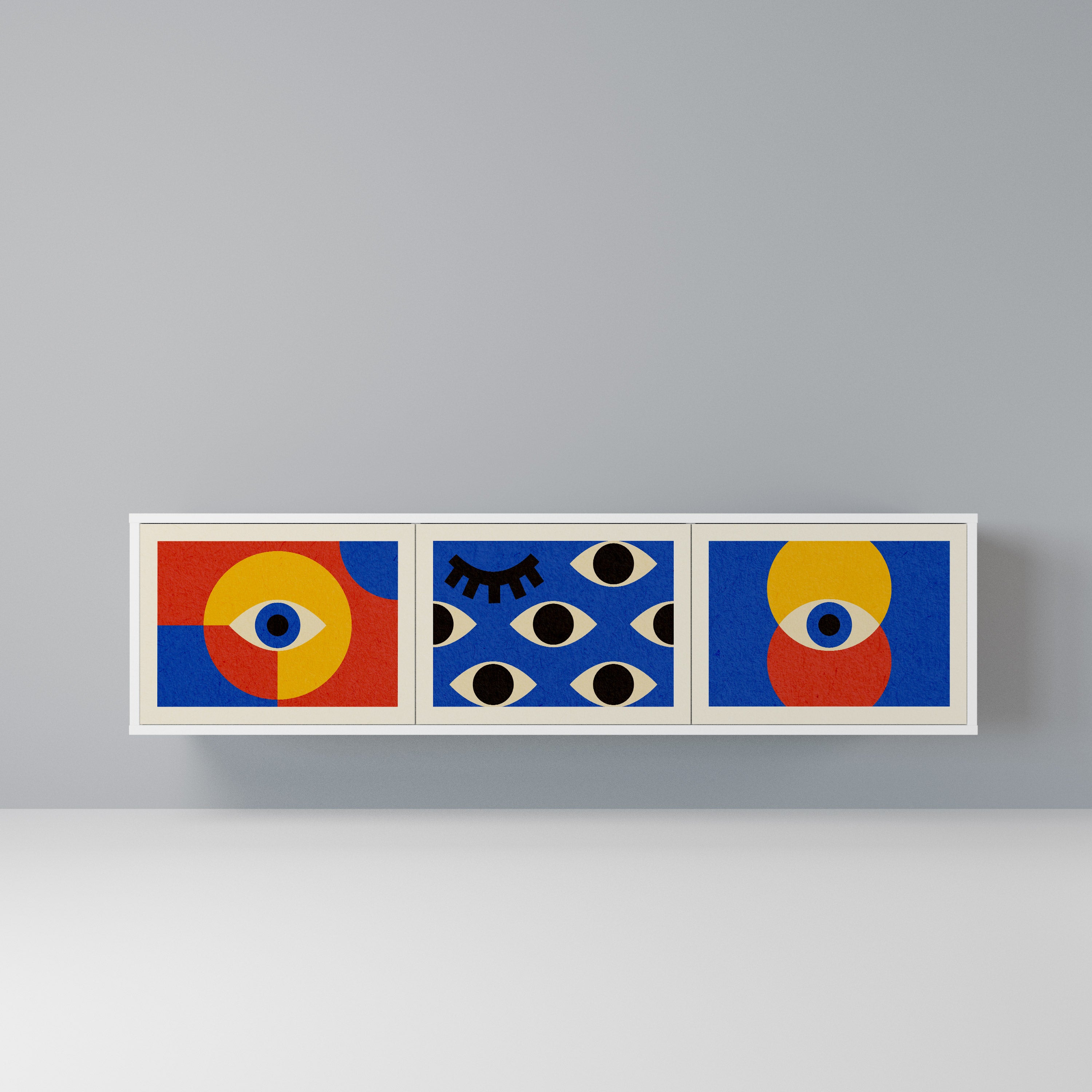 GEOMETRIC EYES Szafka RTV 3-drzwiowa korpus Biały