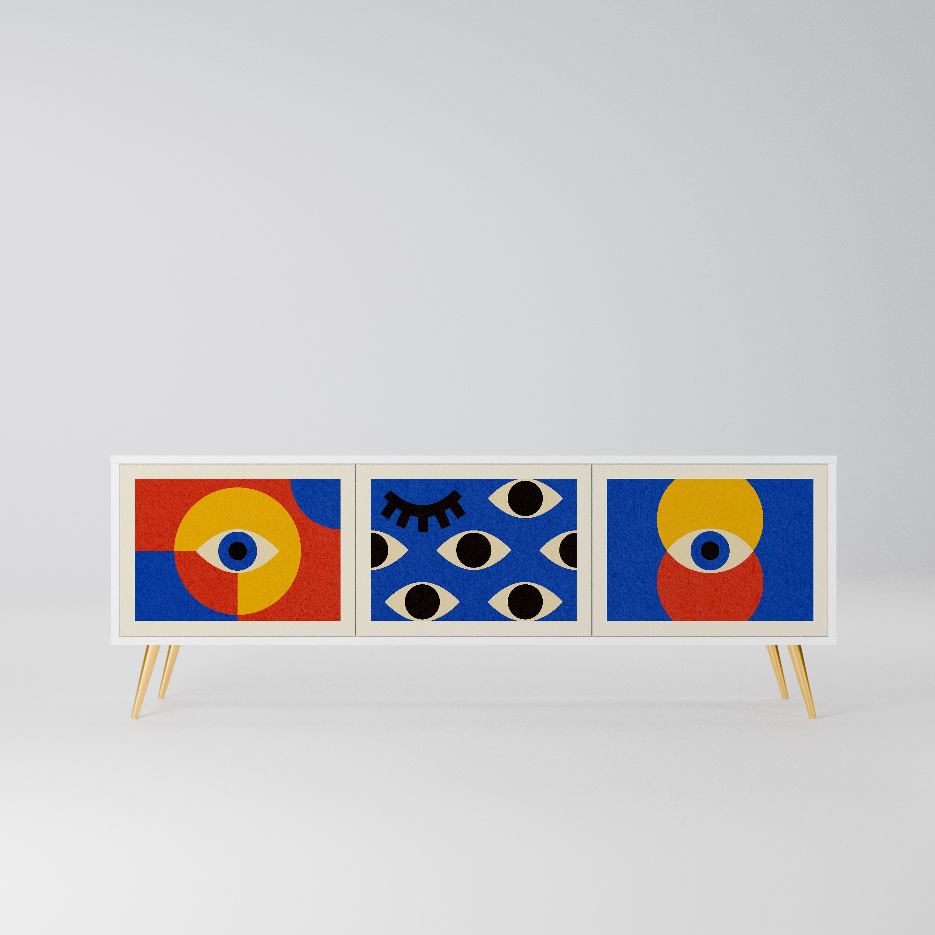 GEOMETRIC EYES Szafka RTV 3-drzwiowa korpus Biały
