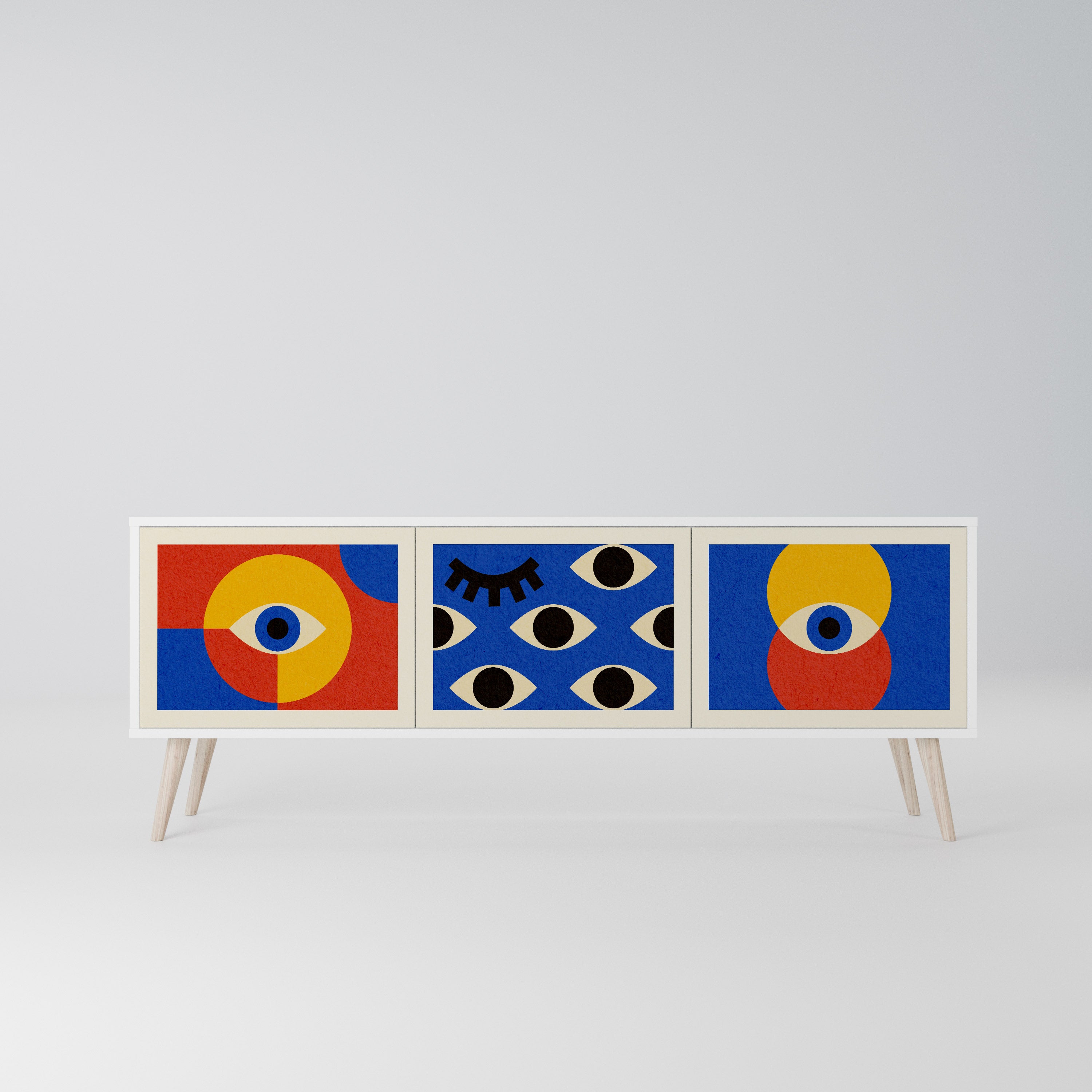 GEOMETRIC EYES Szafka RTV 3-drzwiowa korpus Biały