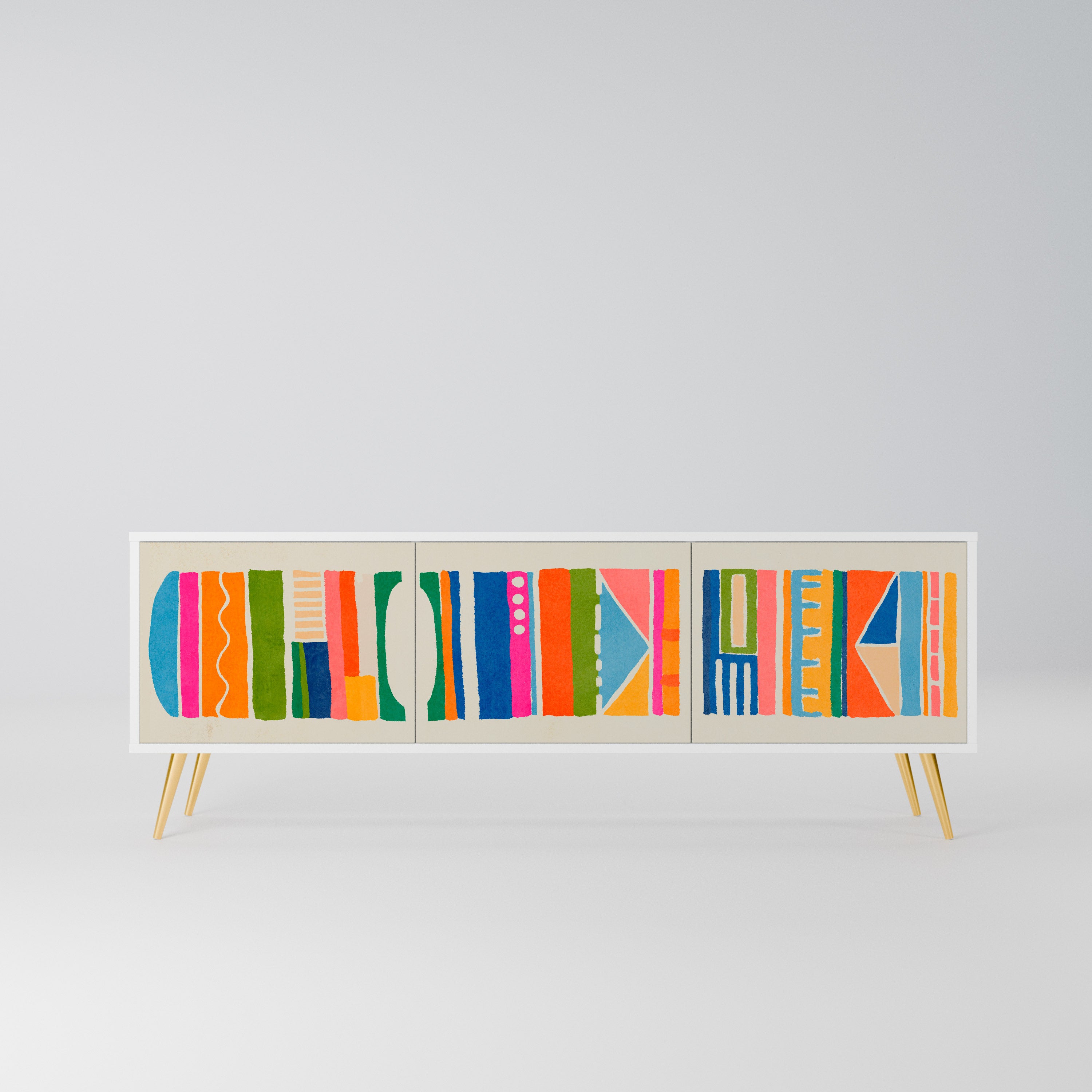GEOMETRIC SHINE Szafka RTV 3-drzwiowa korpus Biały