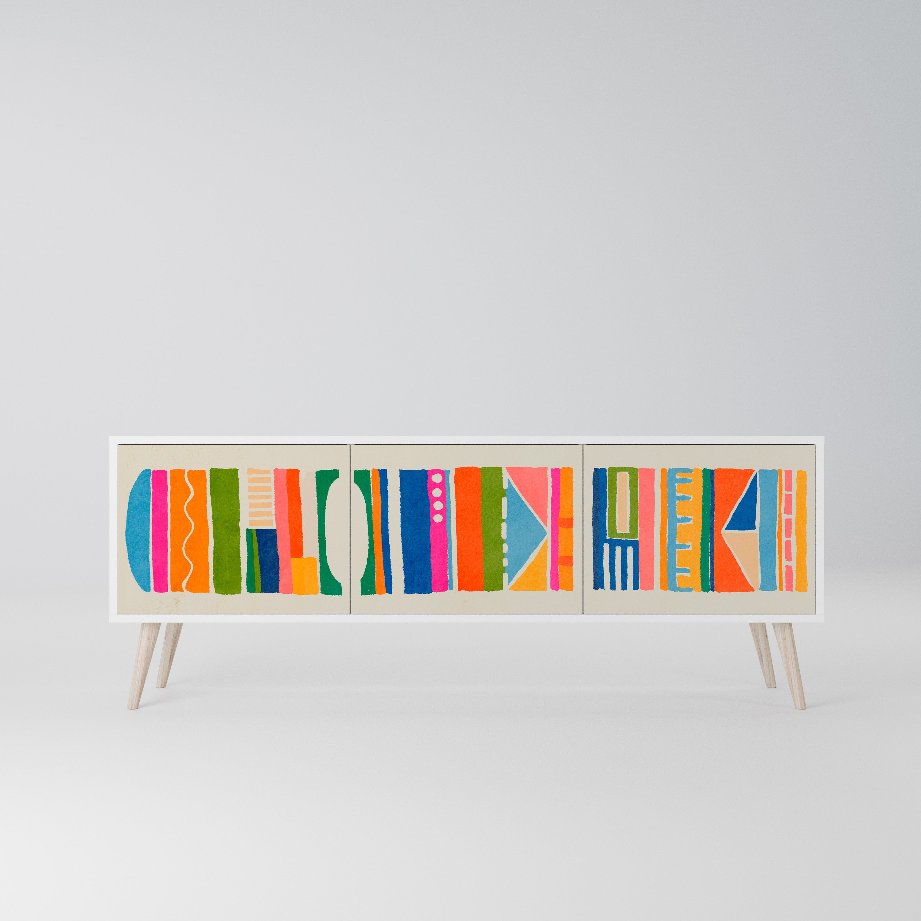 GEOMETRIC SHINE Szafka RTV 3-drzwiowa korpus Biały