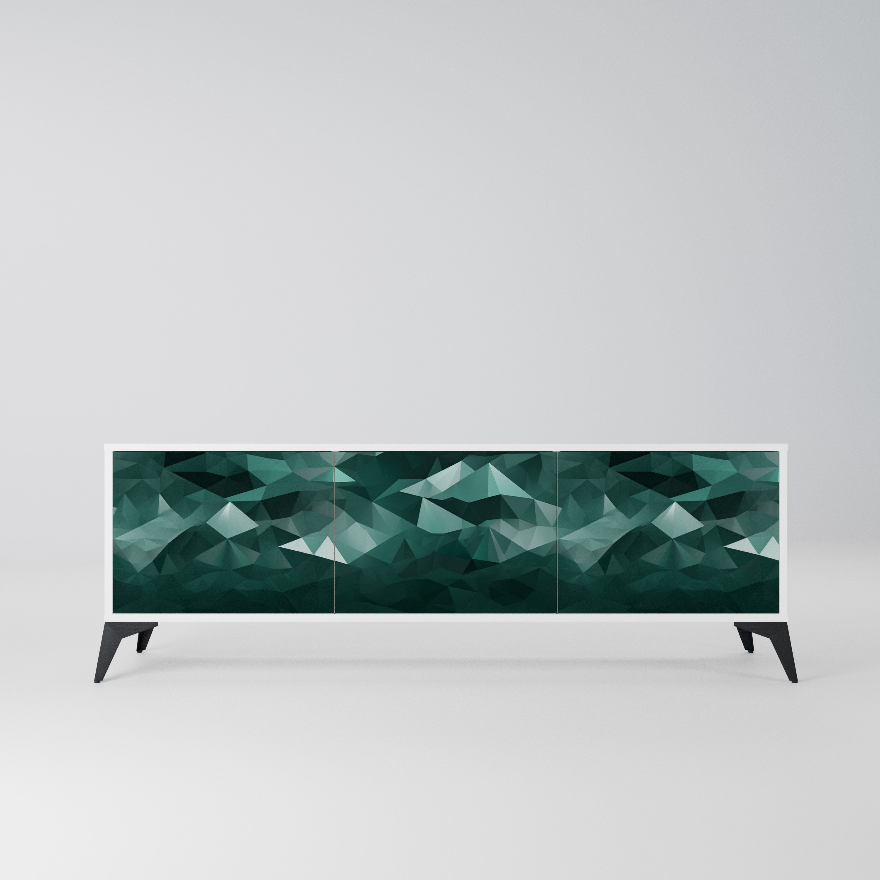 POLYGONAL FLOATING Szafka RTV 3-drzwiowa korpus Biały