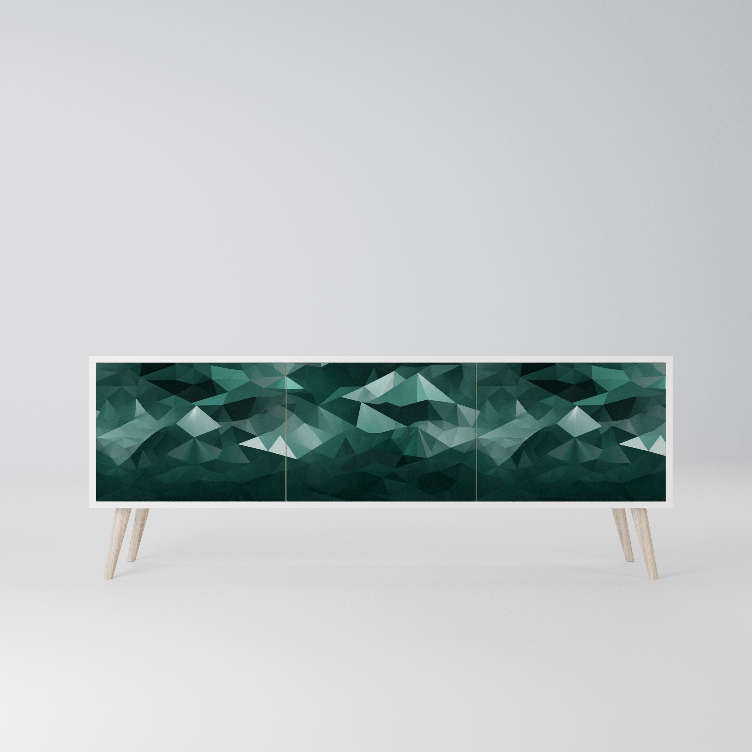 POLYGONAL FLOATING Szafka RTV 3-drzwiowa korpus Biały