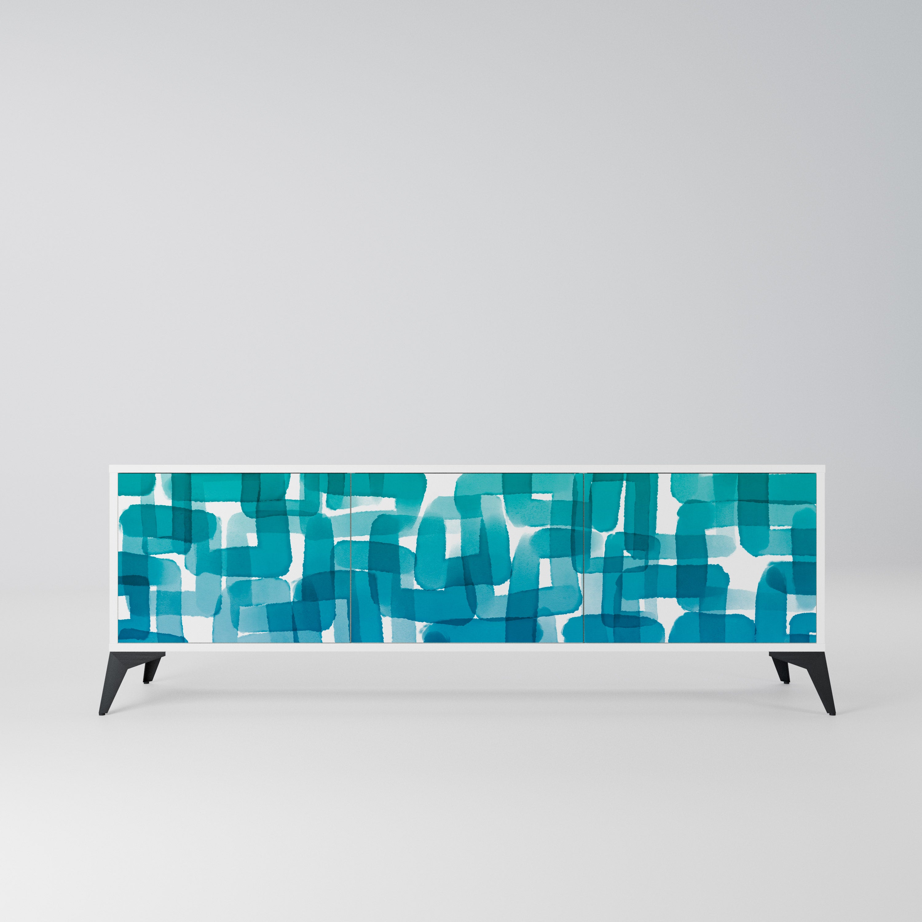 TURQUOISE RECTANGLES Szafka RTV 3-drzwiowa korpus Biały