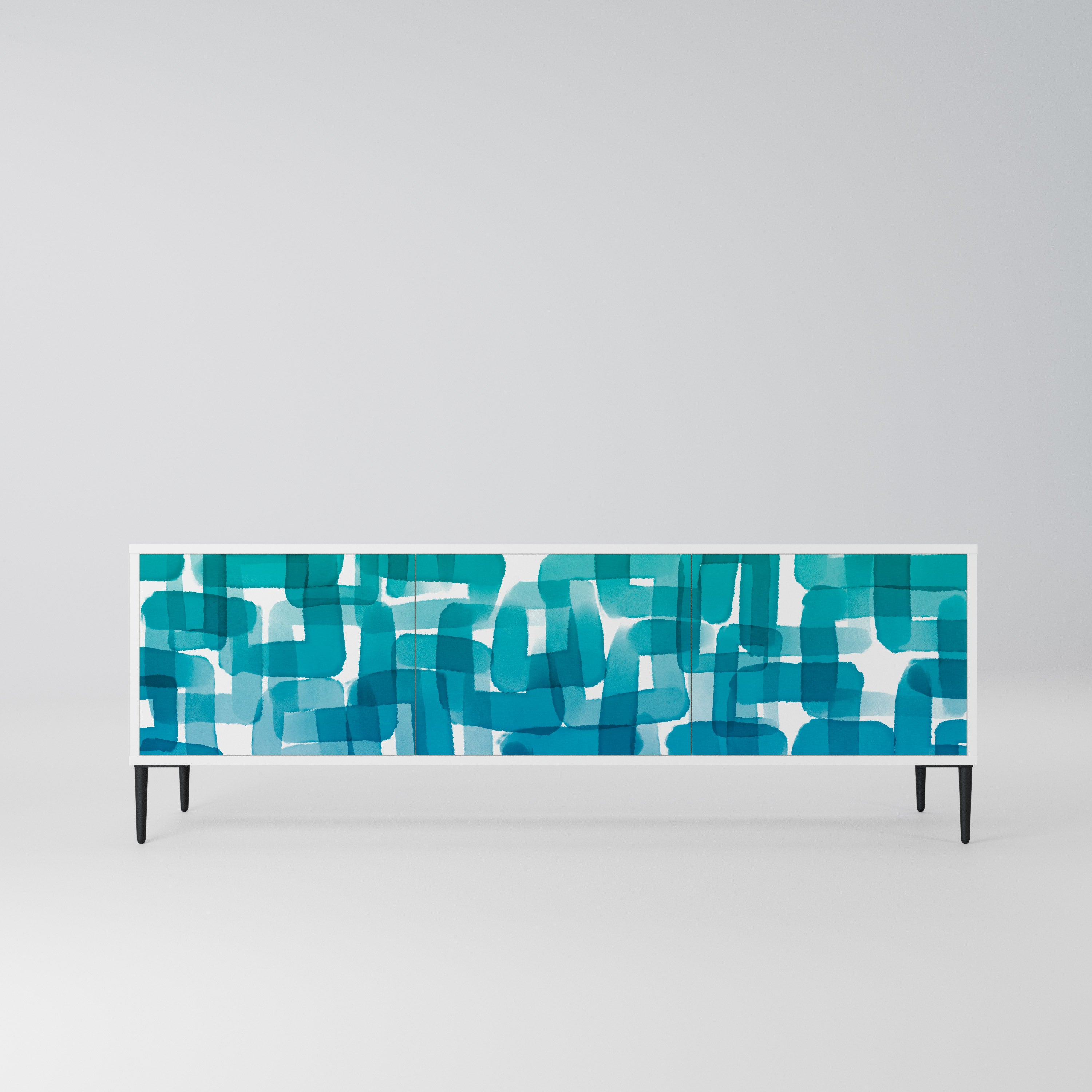 TURQUOISE RECTANGLES Szafka RTV 3-drzwiowa korpus Biały