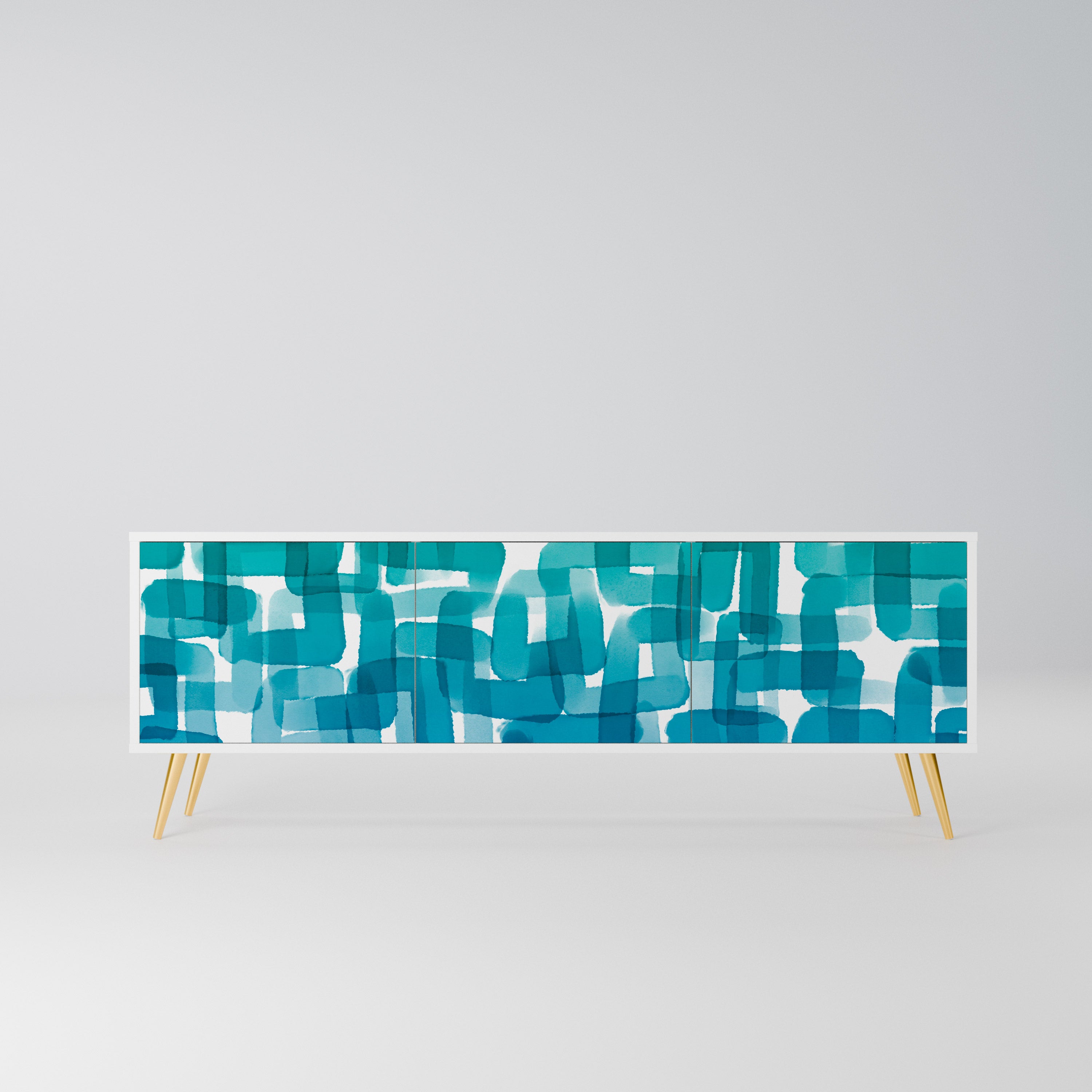 TURQUOISE RECTANGLES Szafka RTV 3-drzwiowa korpus Biały