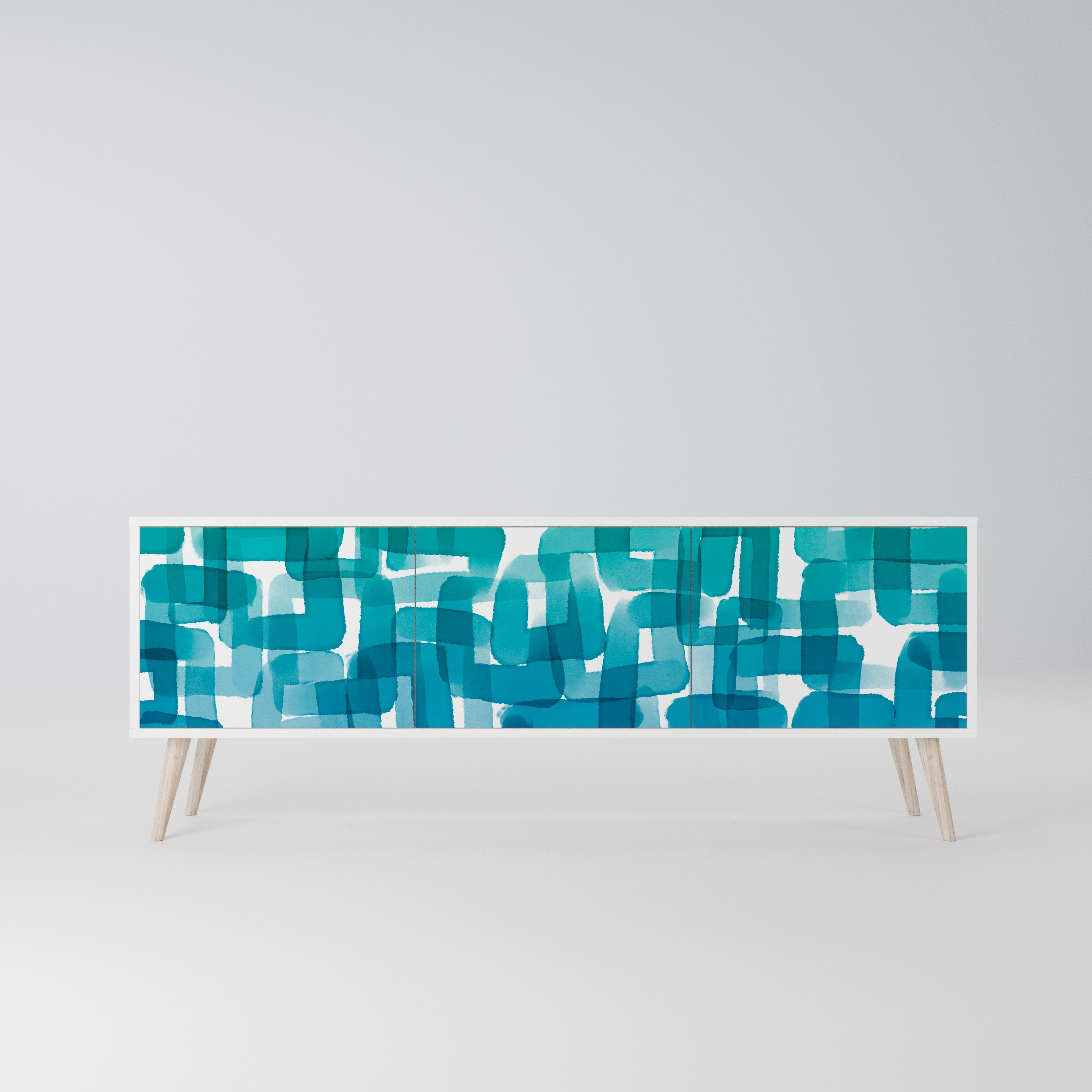 TURQUOISE RECTANGLES Szafka RTV 3-drzwiowa korpus Biały