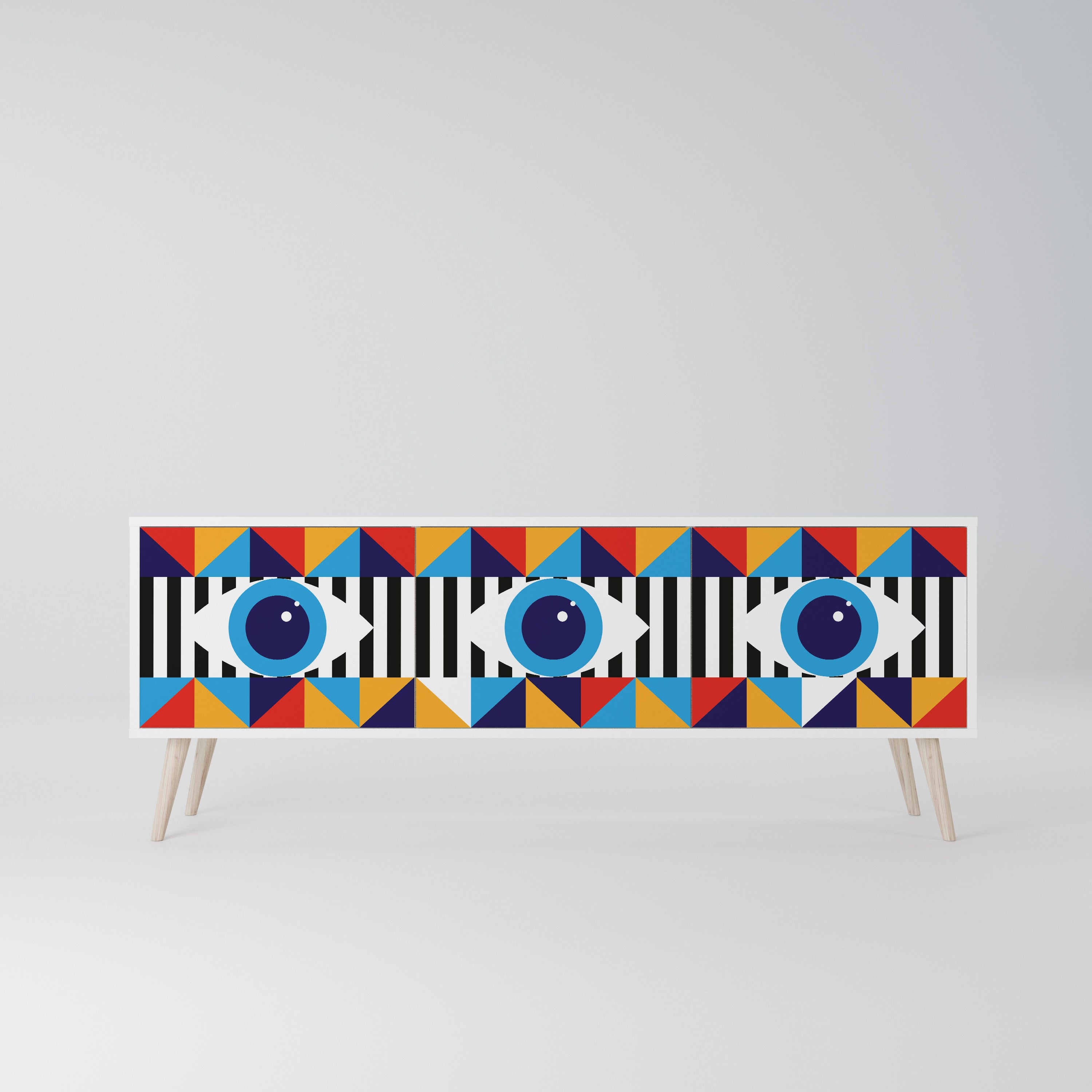 ABSTRACTION AND GEOMETRY Szafka RTV 3-drzwiowa korpus Biały