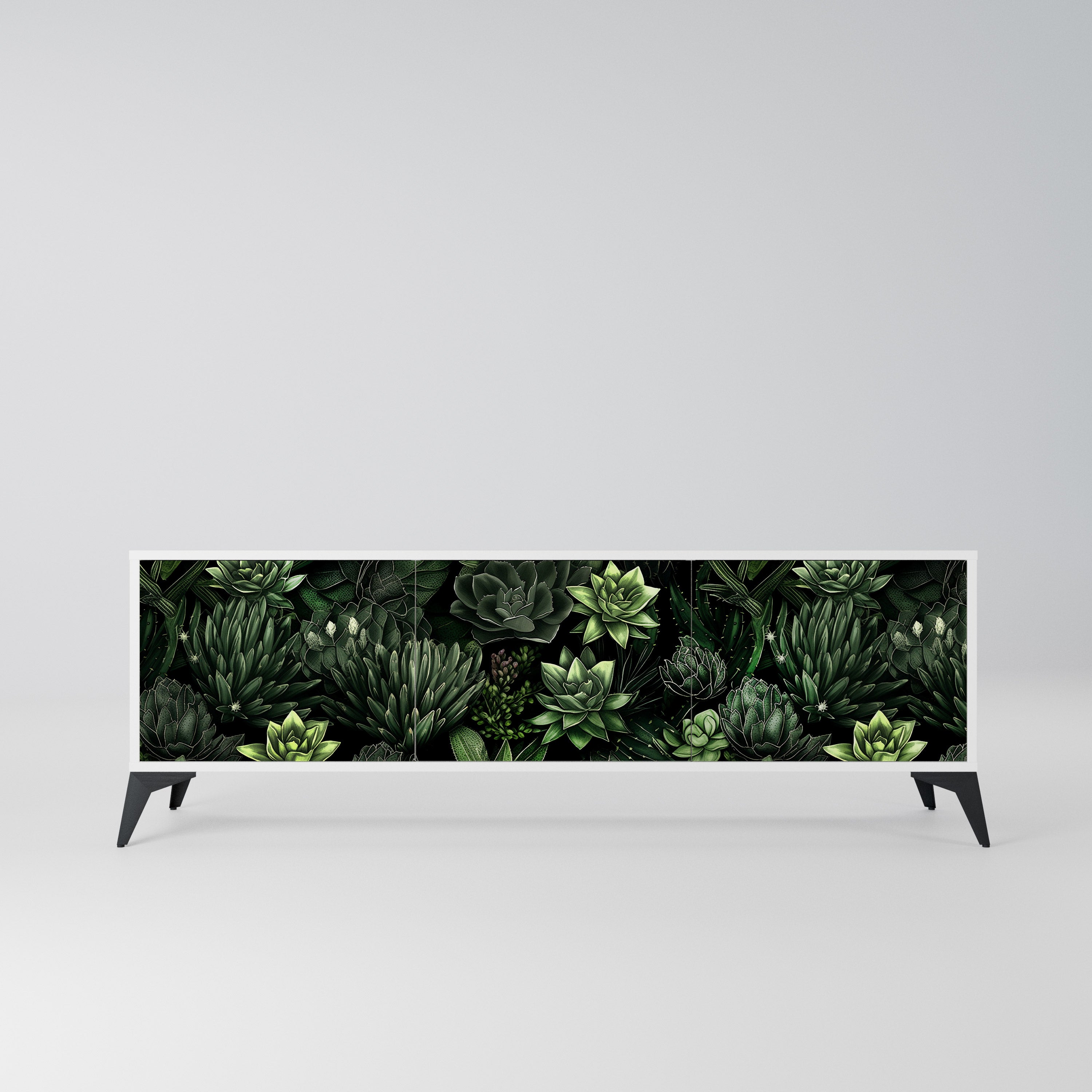 SUCCULENT JUNGLE Szafka RTV 3-drzwiowa korpus Biały