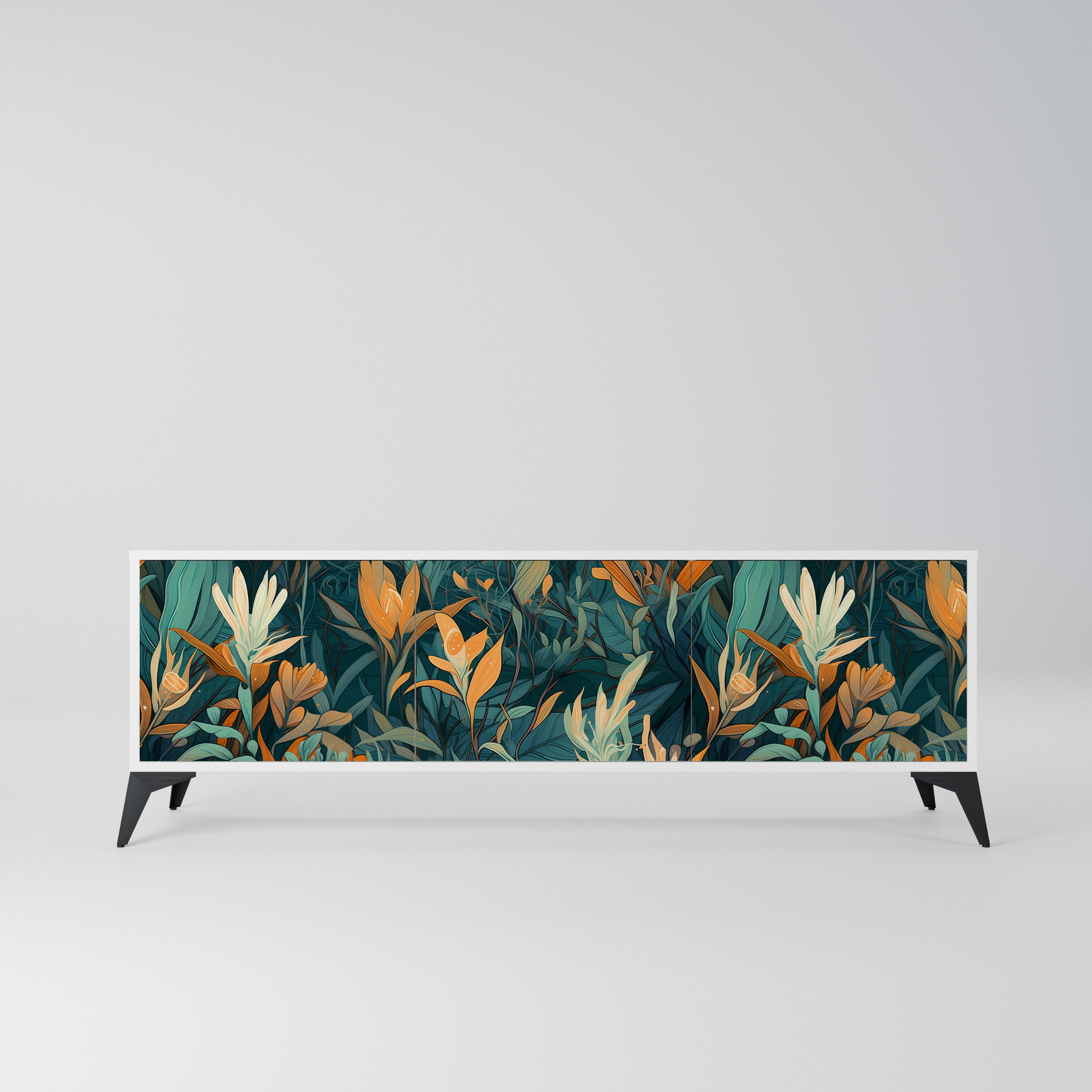FLORAL SERENITY Szafka RTV 3-drzwiowa korpus Biały