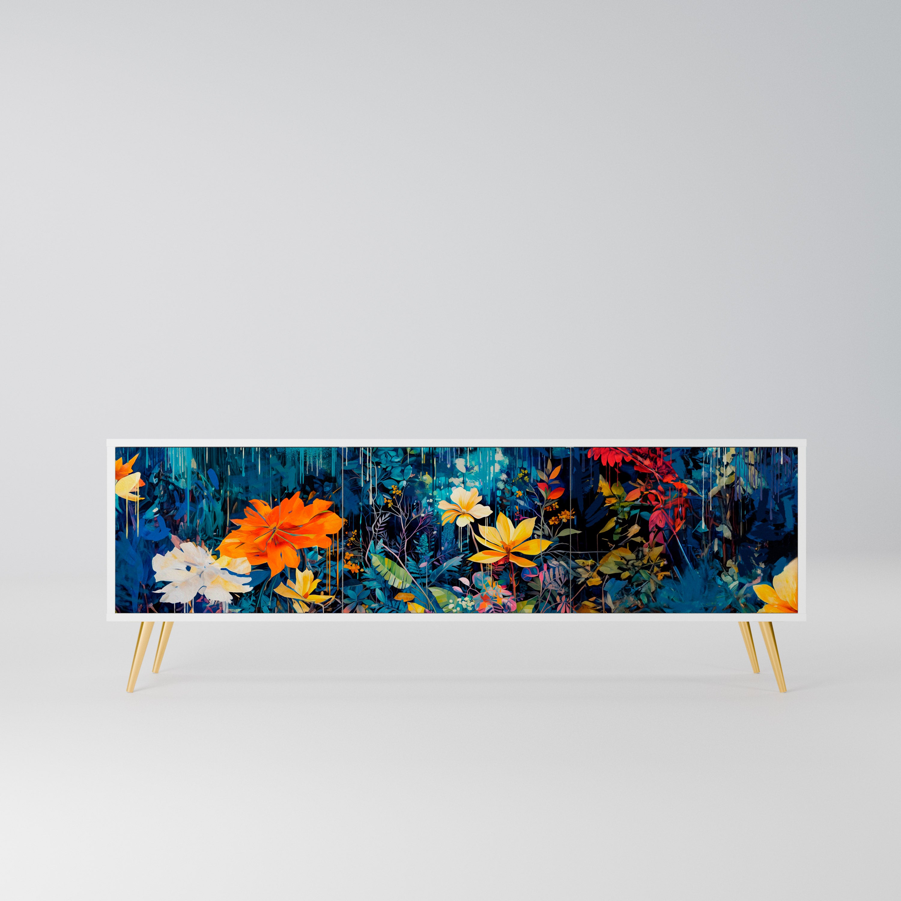 MIDNIGHT BLOSSOM Szafka RTV 3-drzwiowa korpus Biały