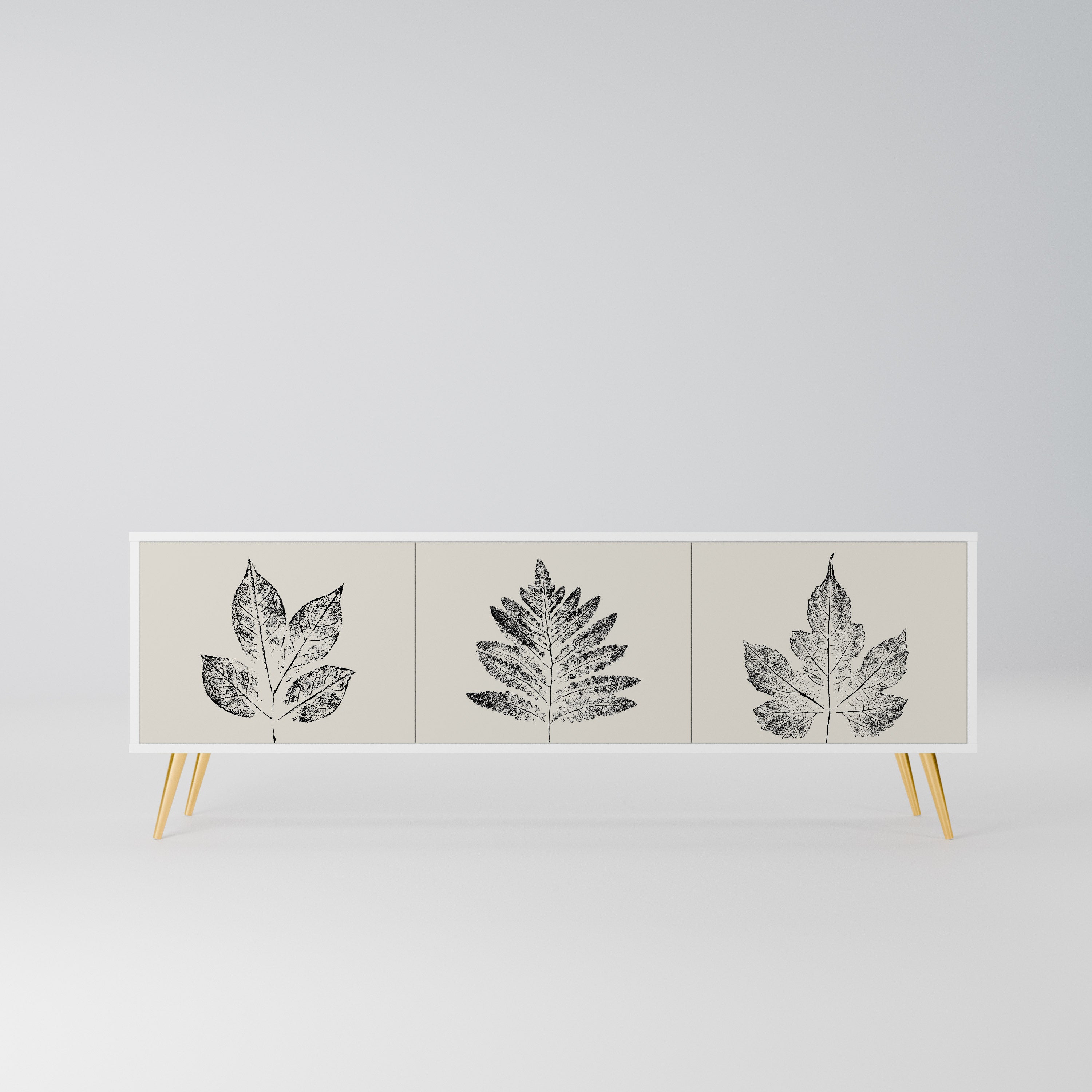 LEAFY STAMPS Szafka RTV 3-drzwiowa korpus Biały