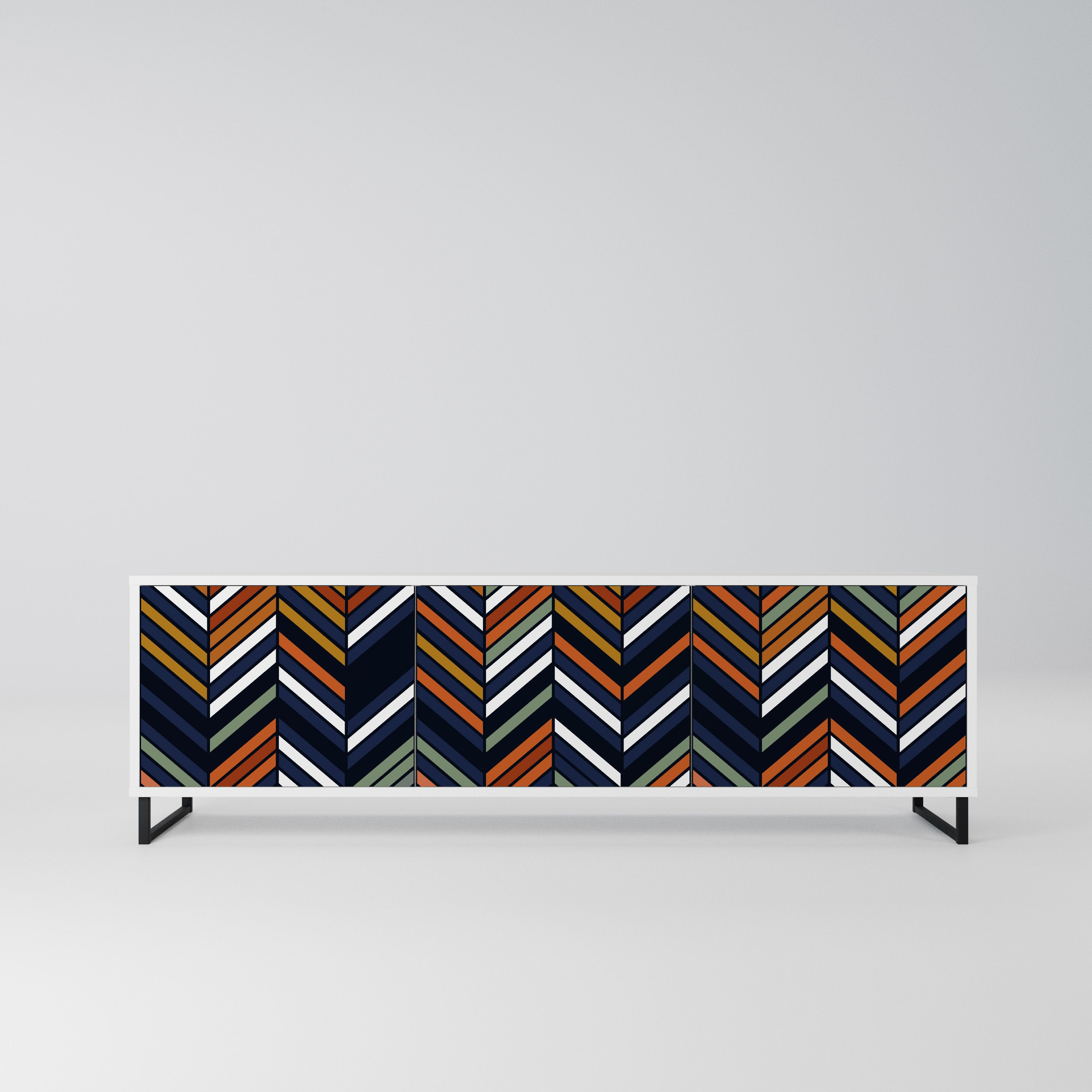 VIBRANT PATCHWORK Szafka RTV 3-drzwiowa korpus Biały