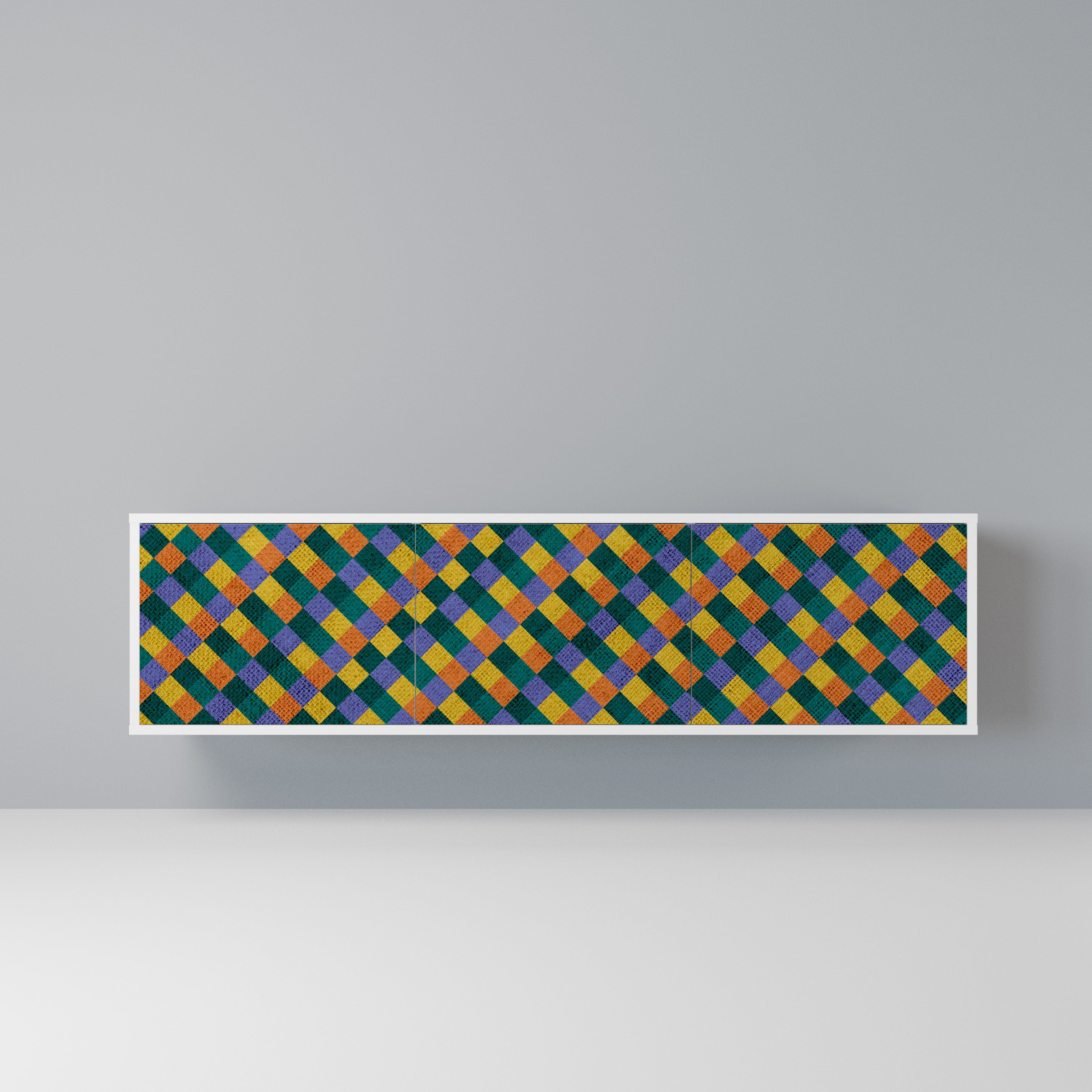 PAINTED SQUARES MIX Szafka RTV 3-drzwiowa korpus Biały