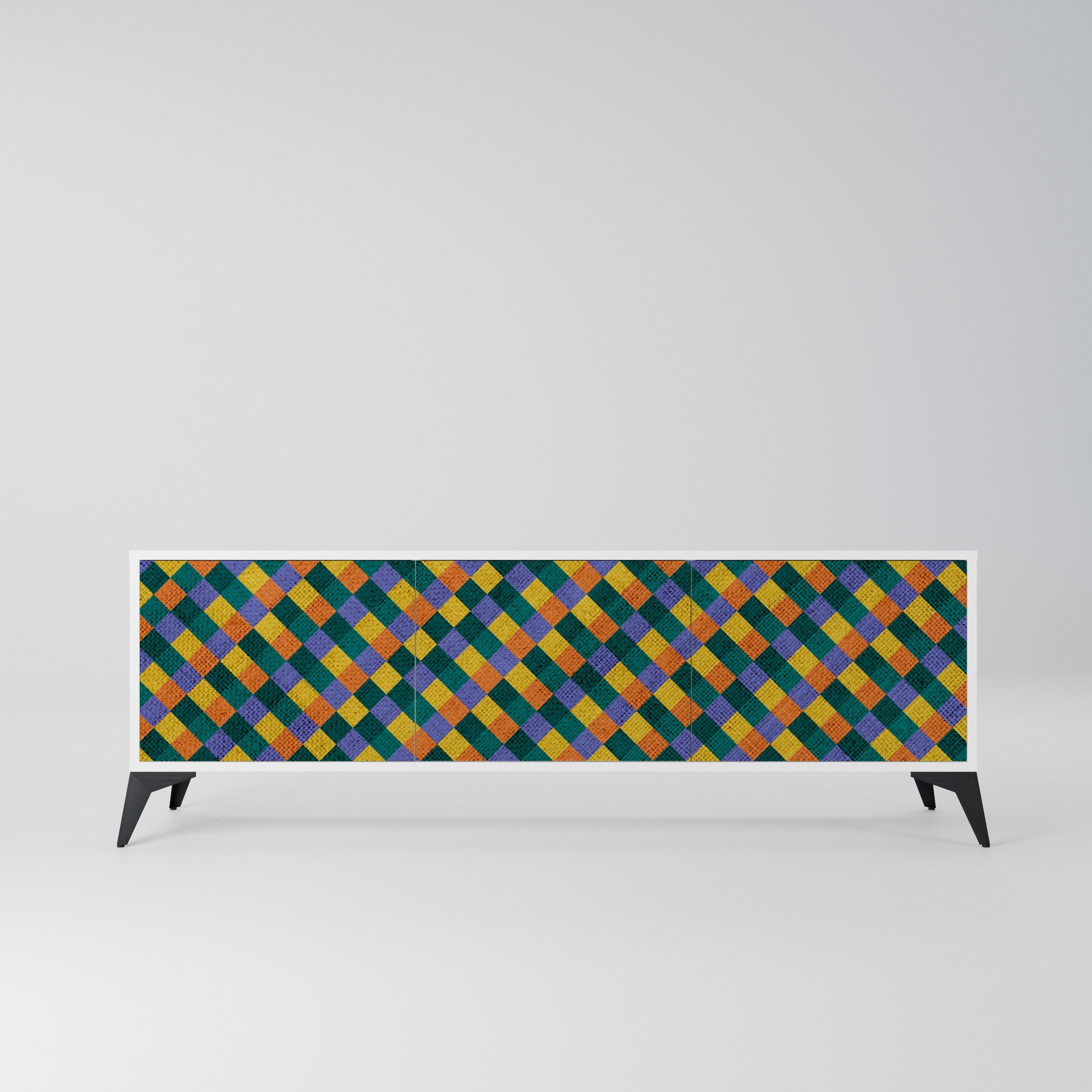 PAINTED SQUARES MIX Szafka RTV 3-drzwiowa korpus Biały