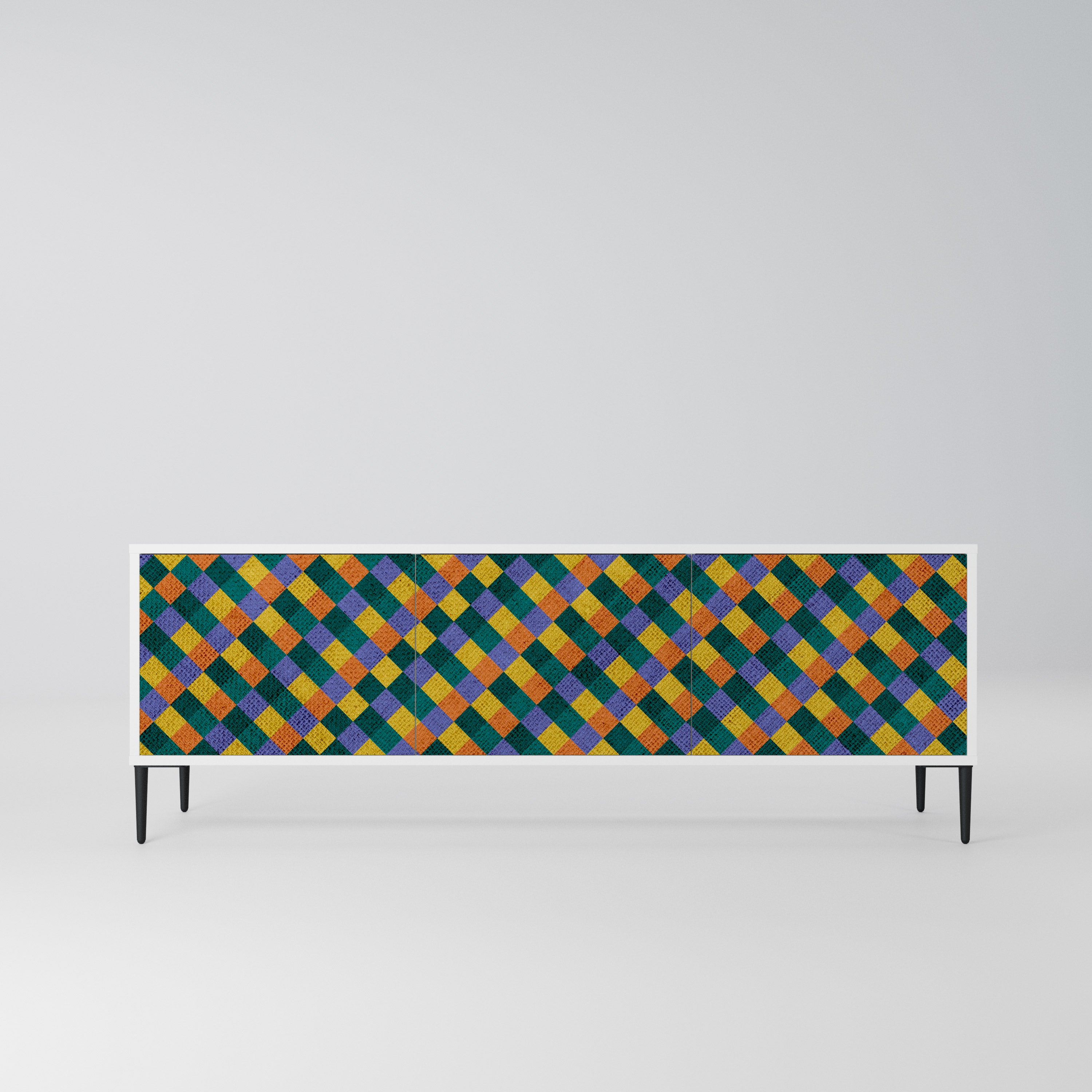 PAINTED SQUARES MIX Szafka RTV 3-drzwiowa korpus Biały