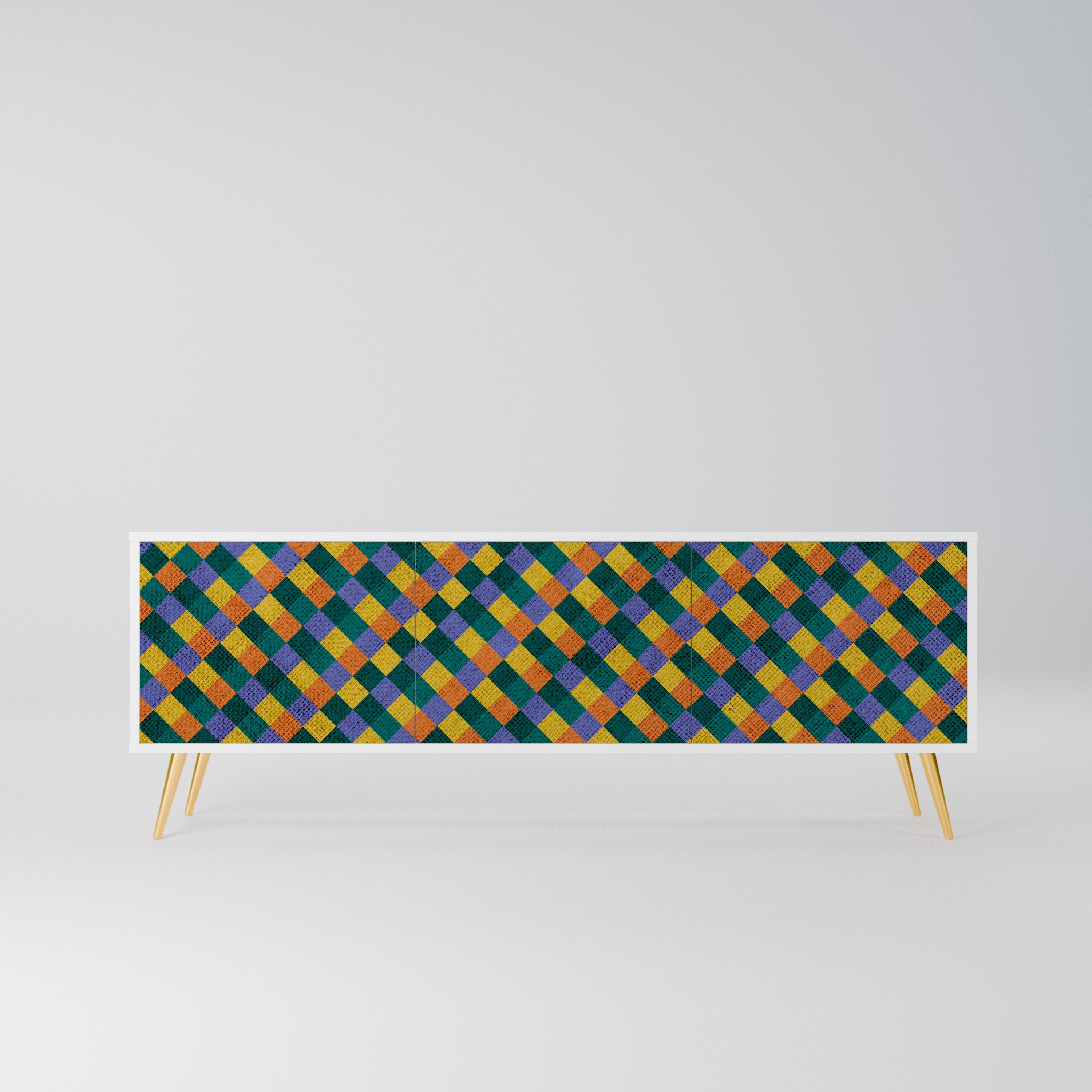 PAINTED SQUARES MIX Szafka RTV 3-drzwiowa korpus Biały