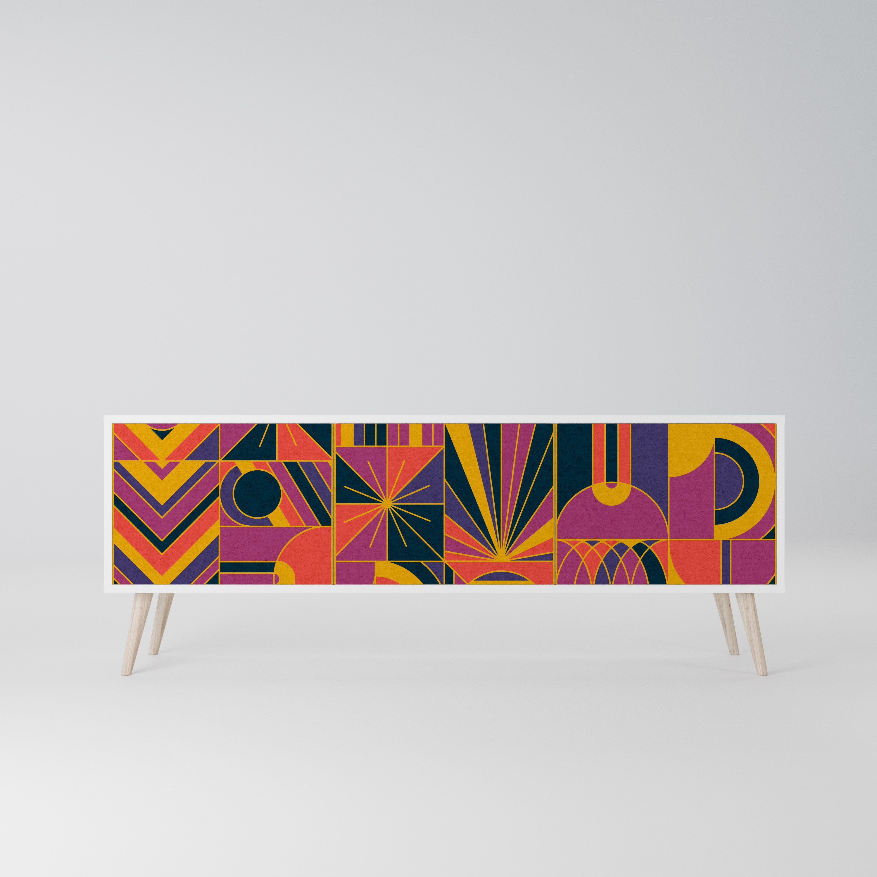 ELECTRIC PATTERNS Szafka RTV 3-drzwiowa korpus Biały