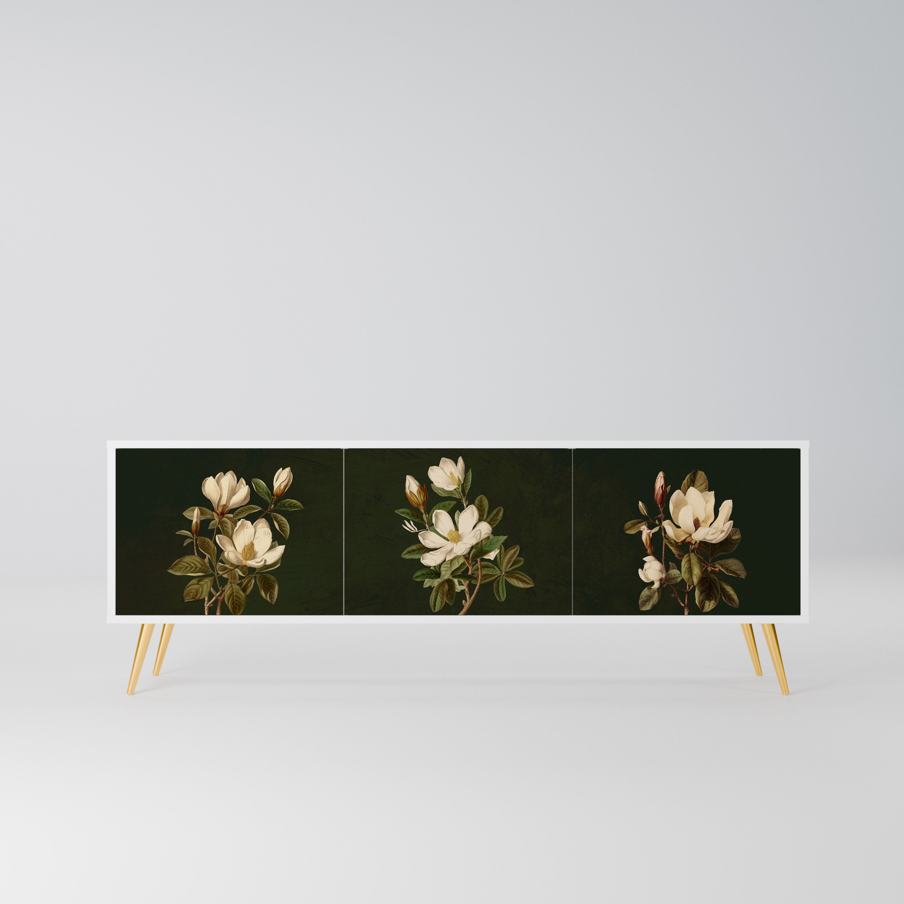 FLORAL NOIR Szafka RTV 3-drzwiowa korpus Biały